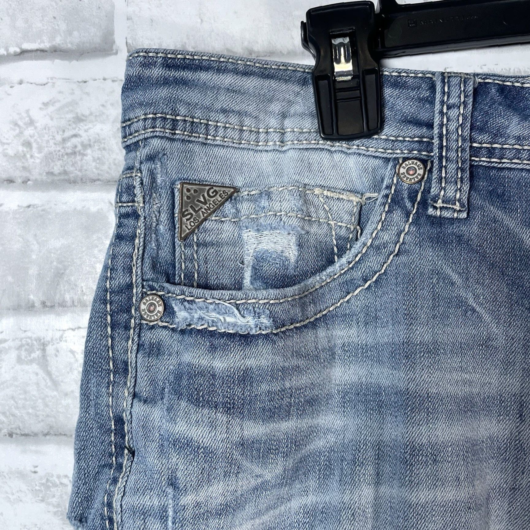 Vintage VINTAGE Salvage Mayhem Straight Regular Fit Ripped Denim Jeans Mens 32x32 Blue Jeans Size US 32 / EU 48 - 2 Thumbnail