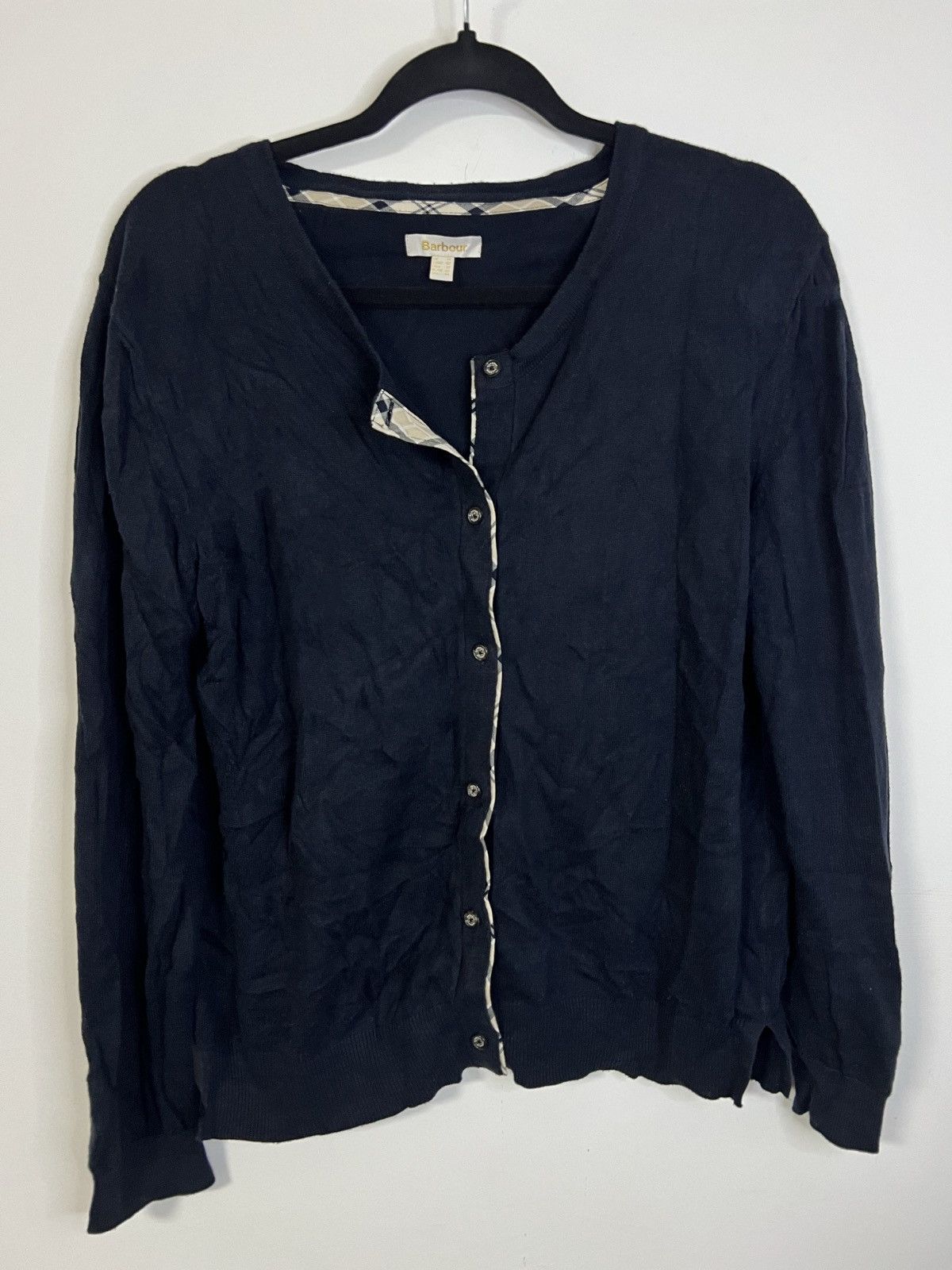 Barbour cardigan M blue navy cashmere wool