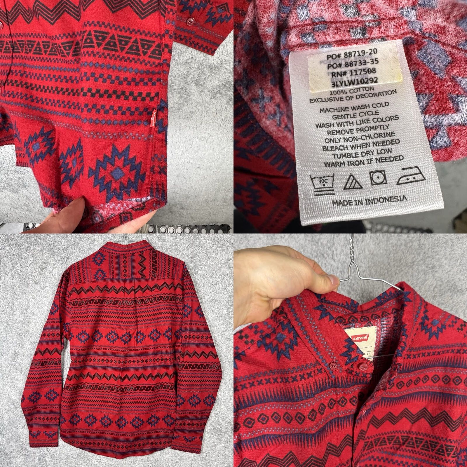 Levi's VINTAGE Levi’s Southwestern Flannel Shirt Men S Aztec Western Cowboy Rodeo Utility Work Rockabilly NEW Size US S / EU 44-46 / 1 - 8 Thumbnail