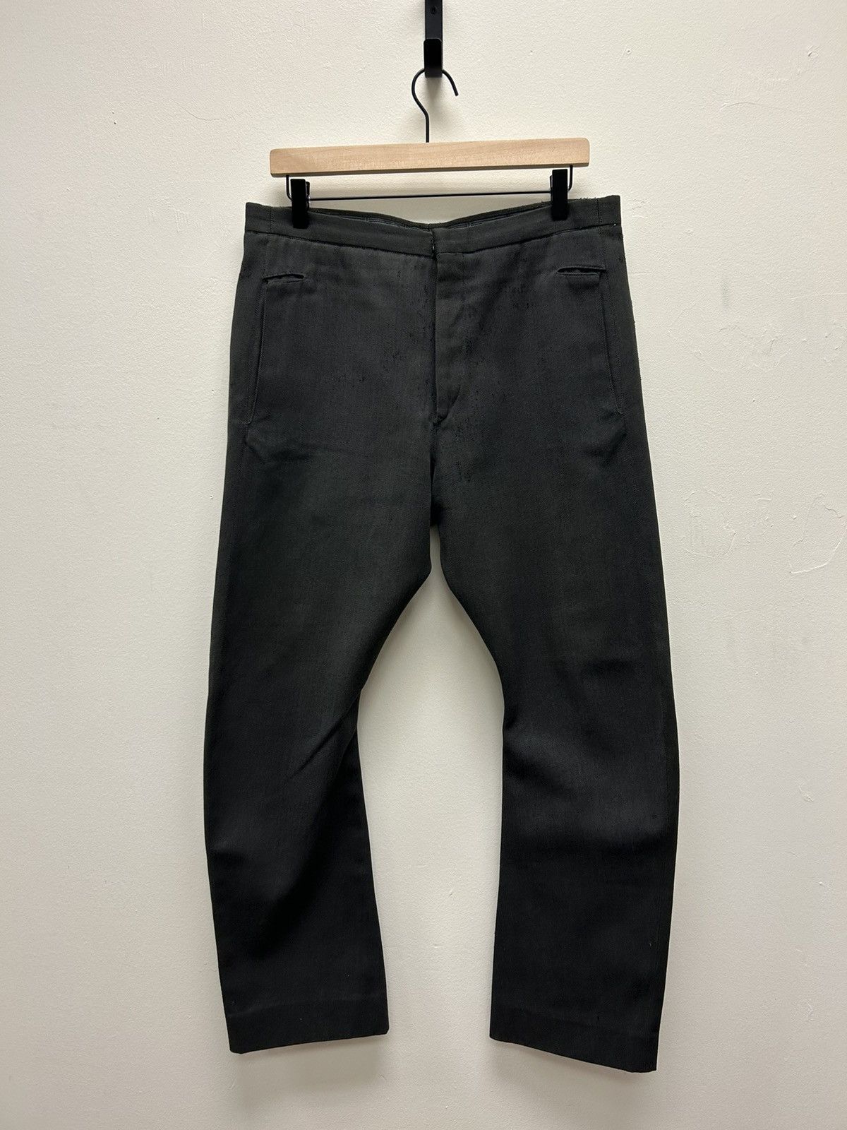 Carol Christian Poell 2007 J Leg Cut Distressed Cotton Wool Trousers Size US 32 / EU 48 - 1 Thumbnail
