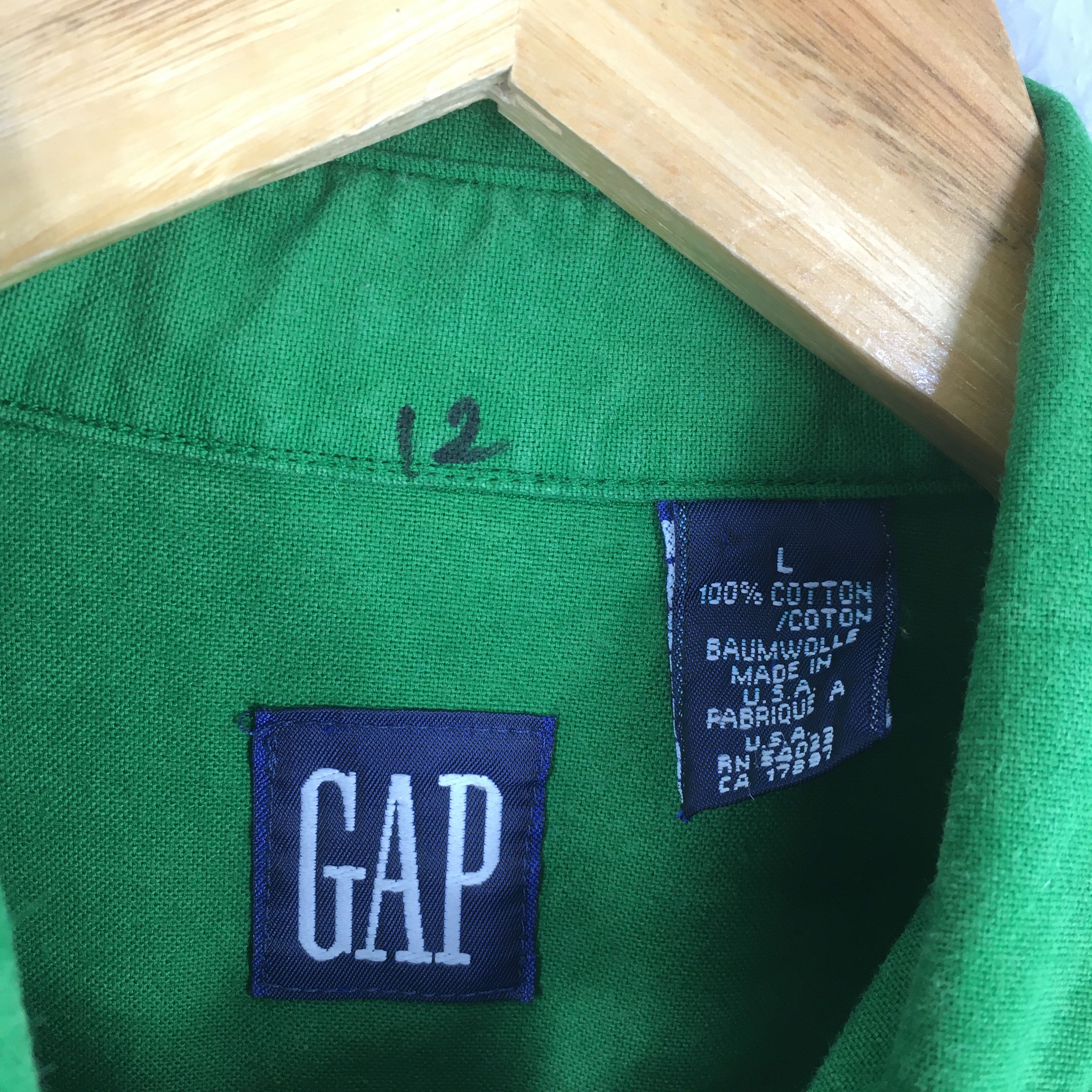 Gap Vintage 90s Gap Green Plain Shirt Large Size US L / EU 52-54 / 3 - 5 Thumbnail