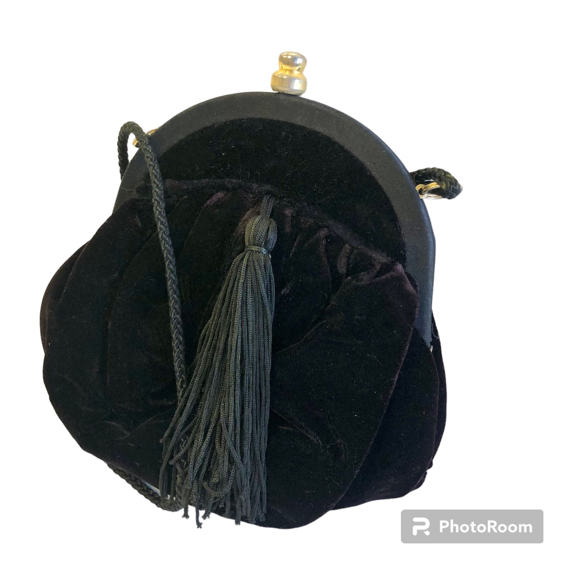 Antique 50's VELVET Eggplant PURPLE Evening Cocktail Purse