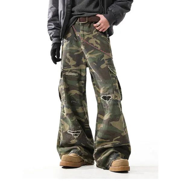 Japanese Brand VIBE Vintage Camouflage Baggy Ripped Cargo Pants Size US 31 - 7 Thumbnail