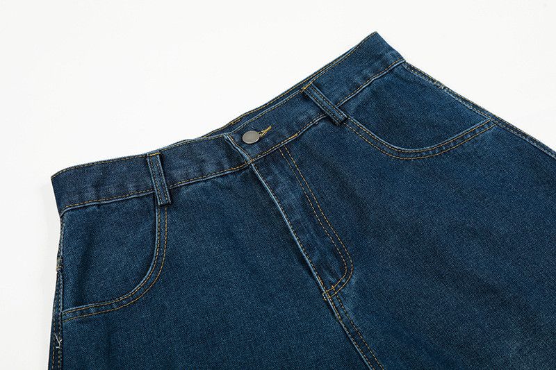 Vintage American Retro Star-Embroidered Curved-Leg Jeans Size US 32 / EU 48 - 3 Thumbnail