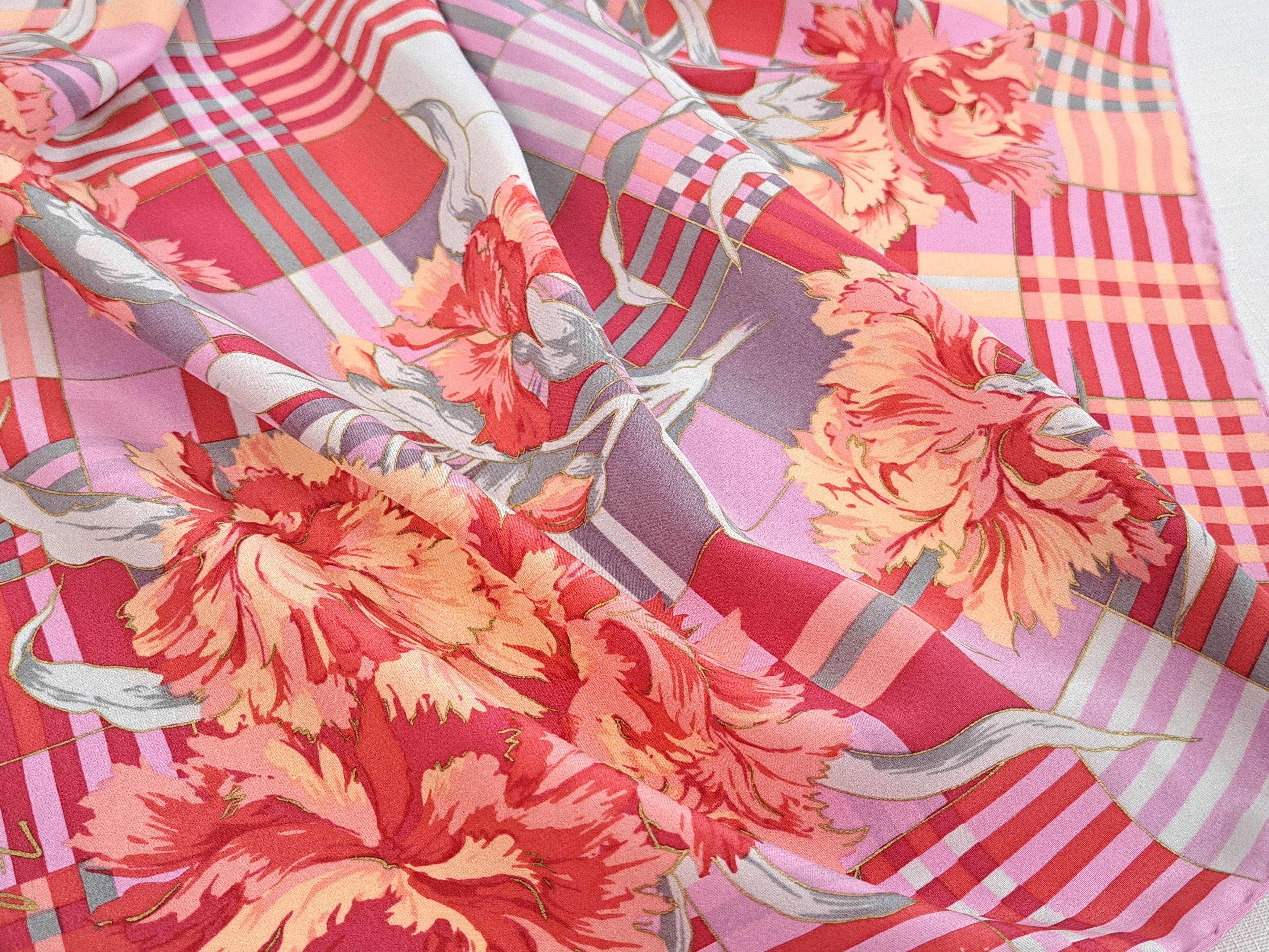 Vintage Vintage Falconetto floral/check silk scarf. Size ONE SIZE - 6 Thumbnail