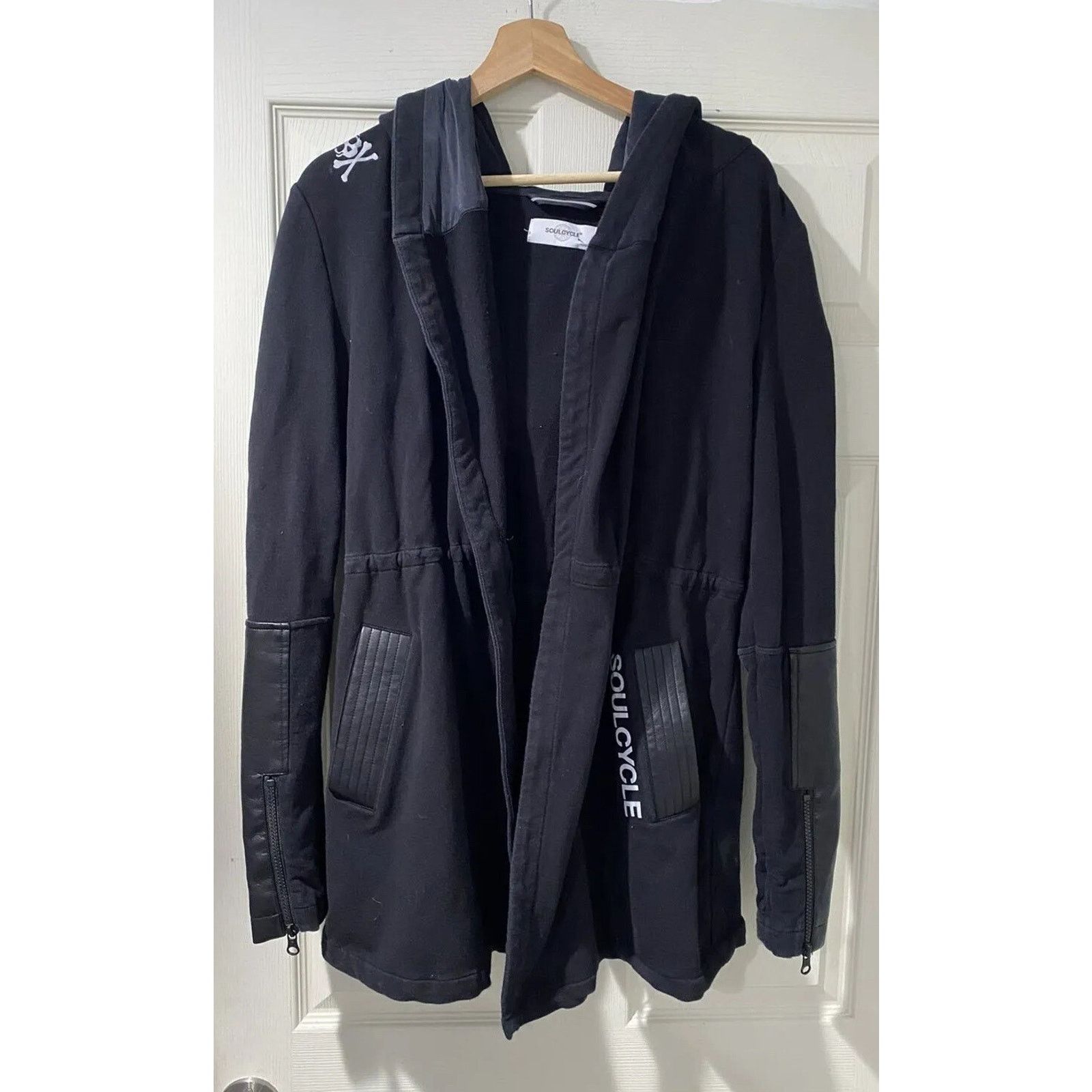 & Other Stories SoulCycle Black Hoodie With Leather Arms Size Medium A001510 Size M / US 6-8 / IT 42-44 - 2 Thumbnail