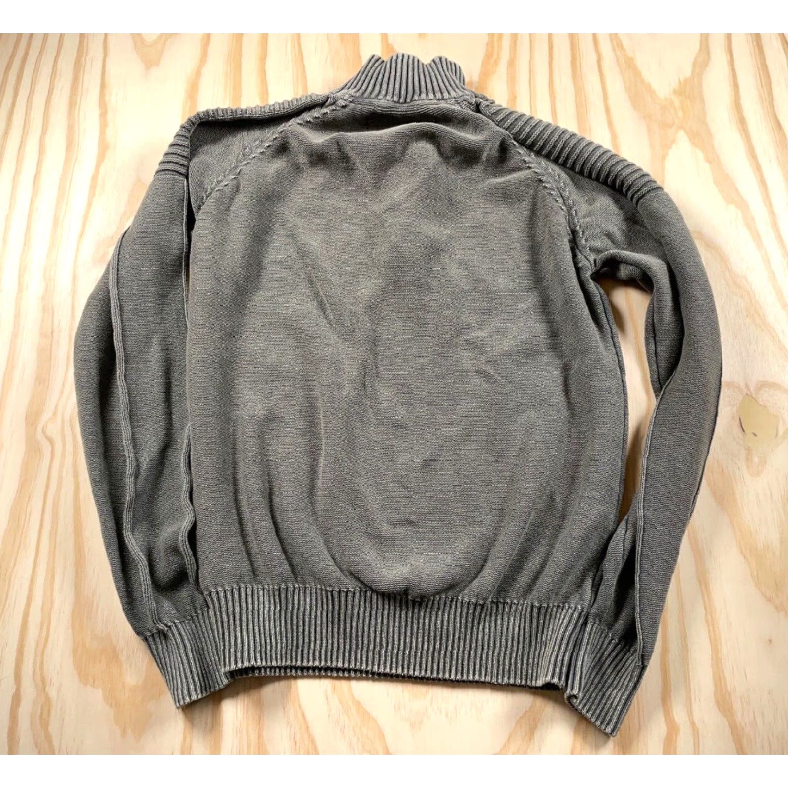 Vintage VINTAGE Buckle Mock Neck Sweater Women's Large Washed Green Chunky Knit 90s Preppy Size L / US 10 / IT 46 - 2 Thumbnail
