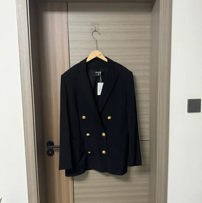 Balmain Balmain Women's Black Double-Breasted Jacket 0089 Size L / US 10 / IT 46 - 1 Thumbnail
