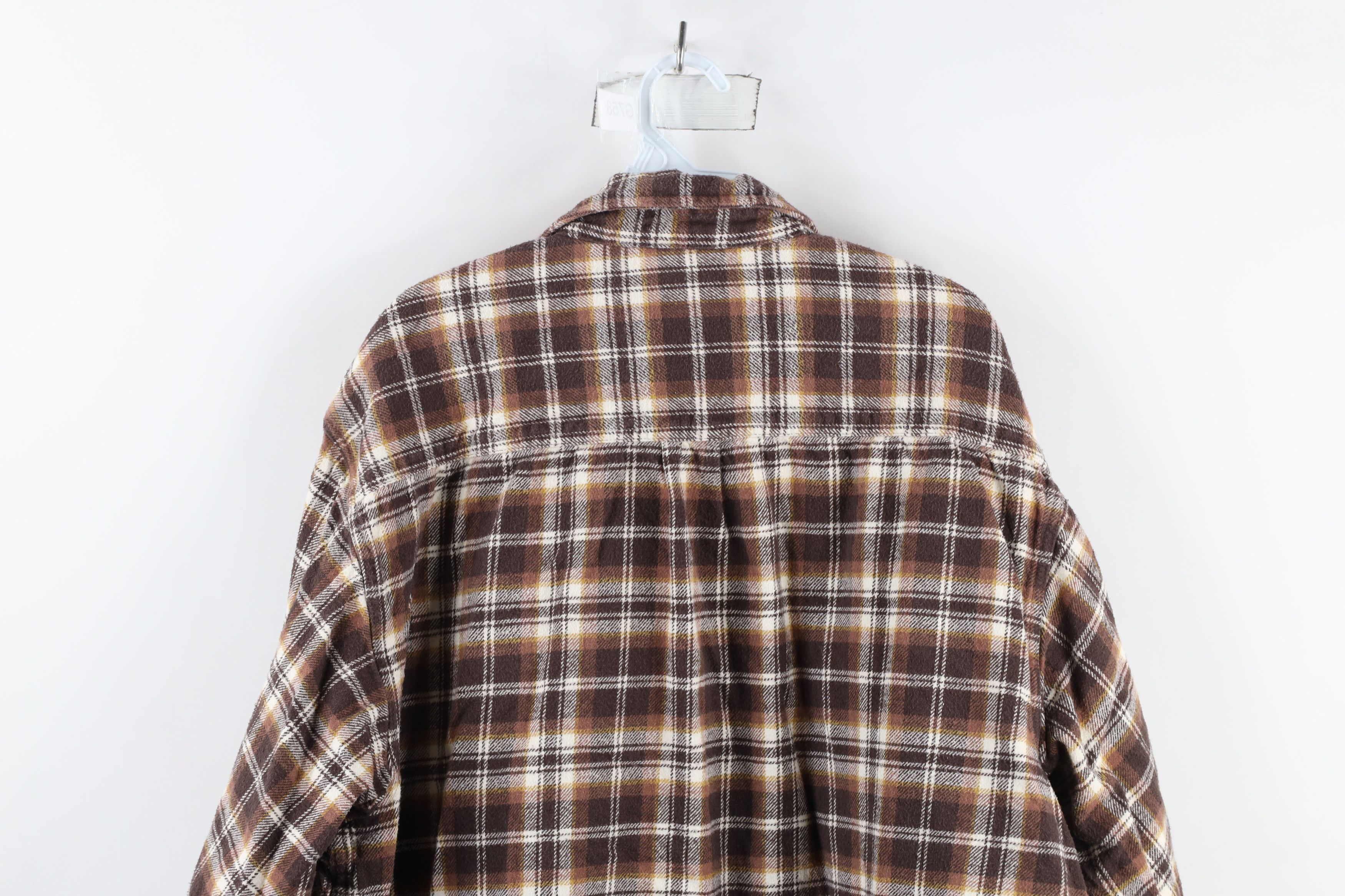 Vintage Vintage 90s Streetwear Heavyweight Button Shirt Brown Plaid Size US XXL / EU 58 / 5 - 7 Thumbnail