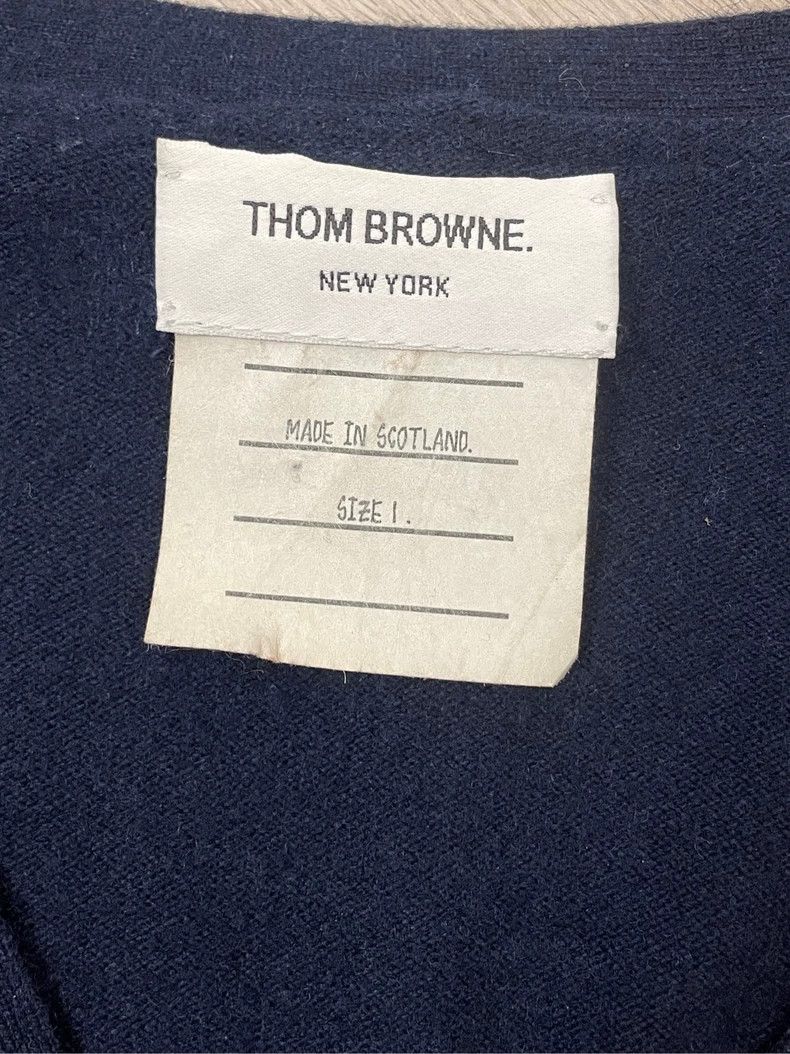 Thom Browne Thom browne Dark blue four-striped cashmere cardigan jacket Size US S / EU 44-46 / 1 - 5 Thumbnail