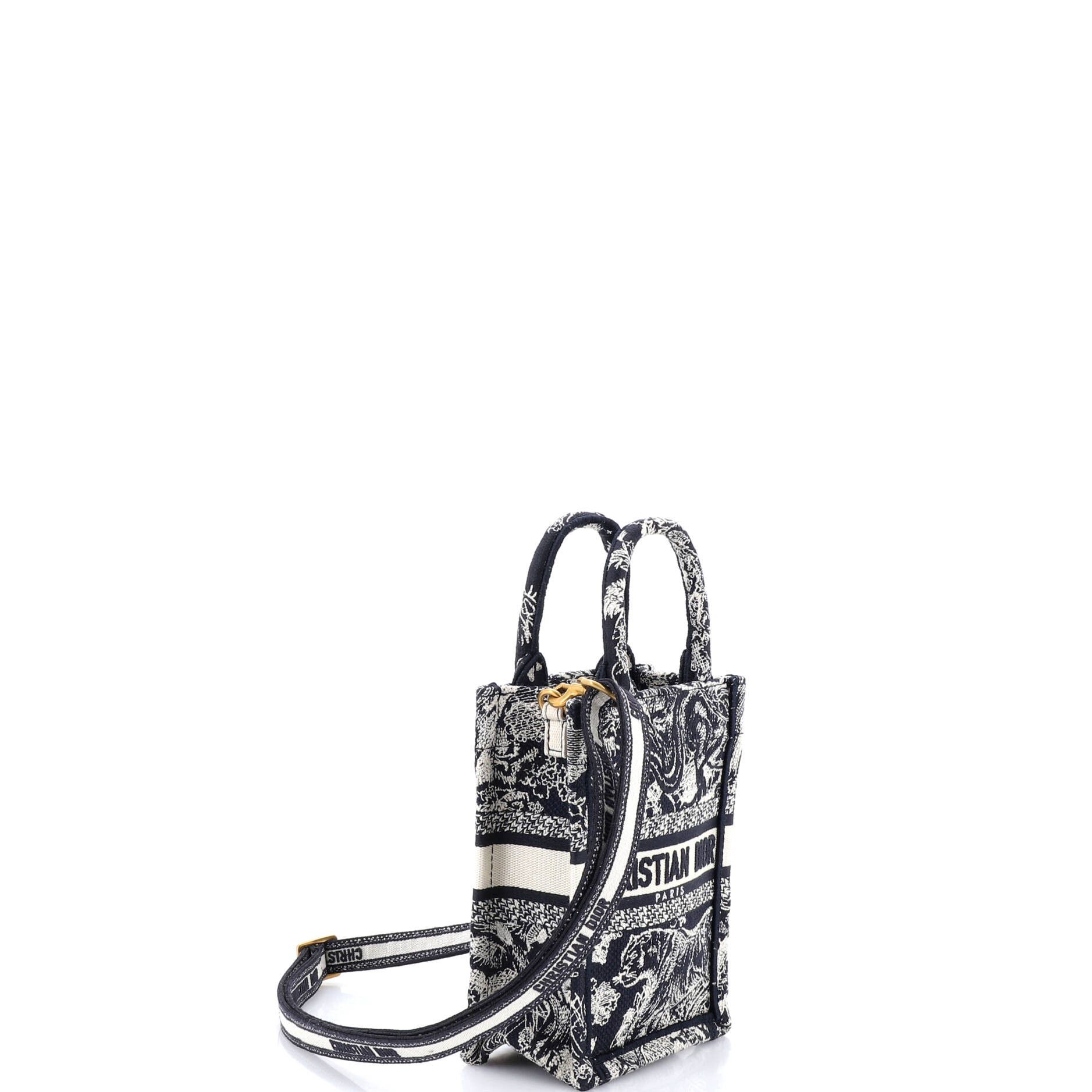 Dior Book Tote Phone Bag Embroidered Canvas Mini Size ONE SIZE - 1 Thumbnail