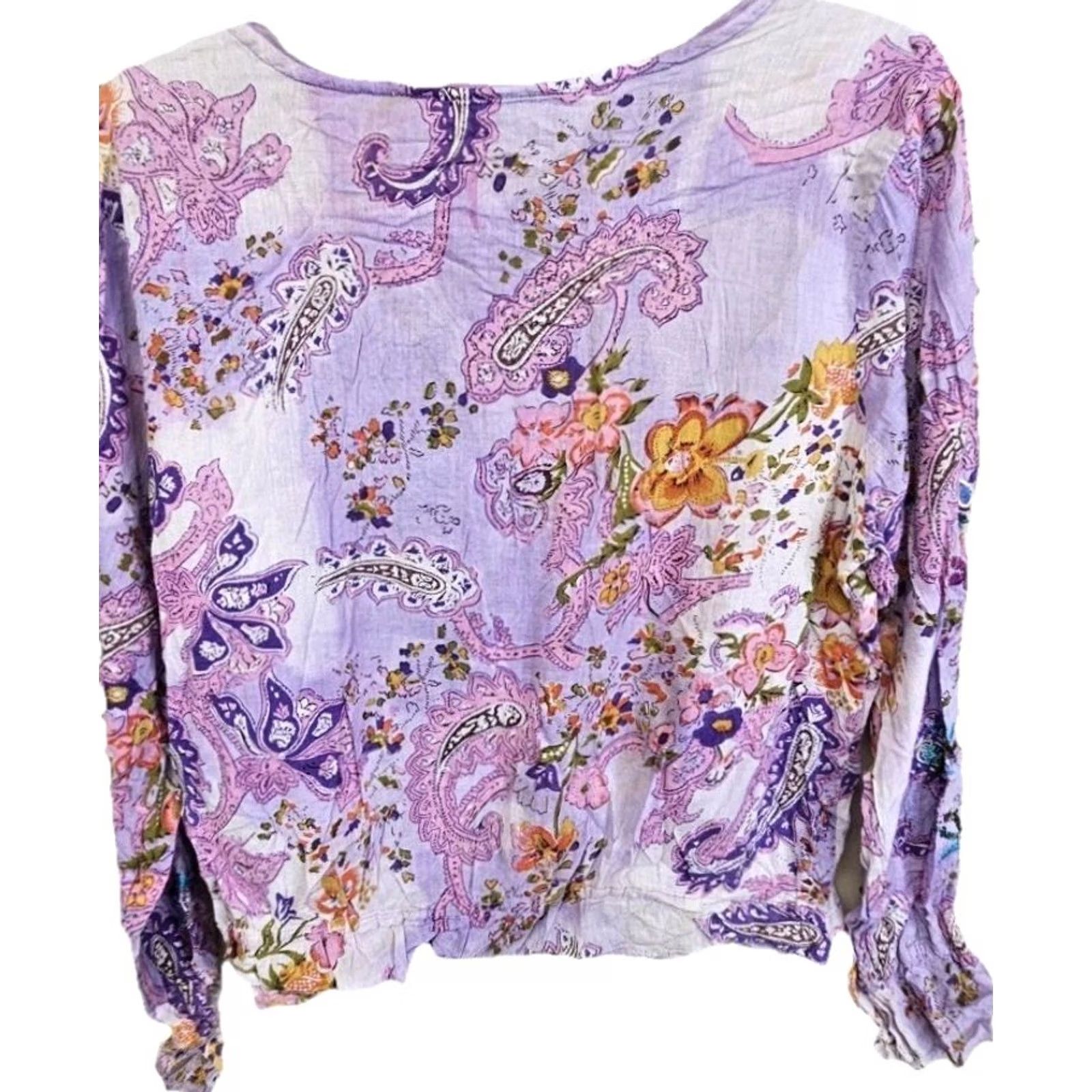 Vintage A.M.I Purple Blouse Paisley Feminine Medium Whimsical Fairy Tale Size L / US 10 / IT 46 - 4 Thumbnail