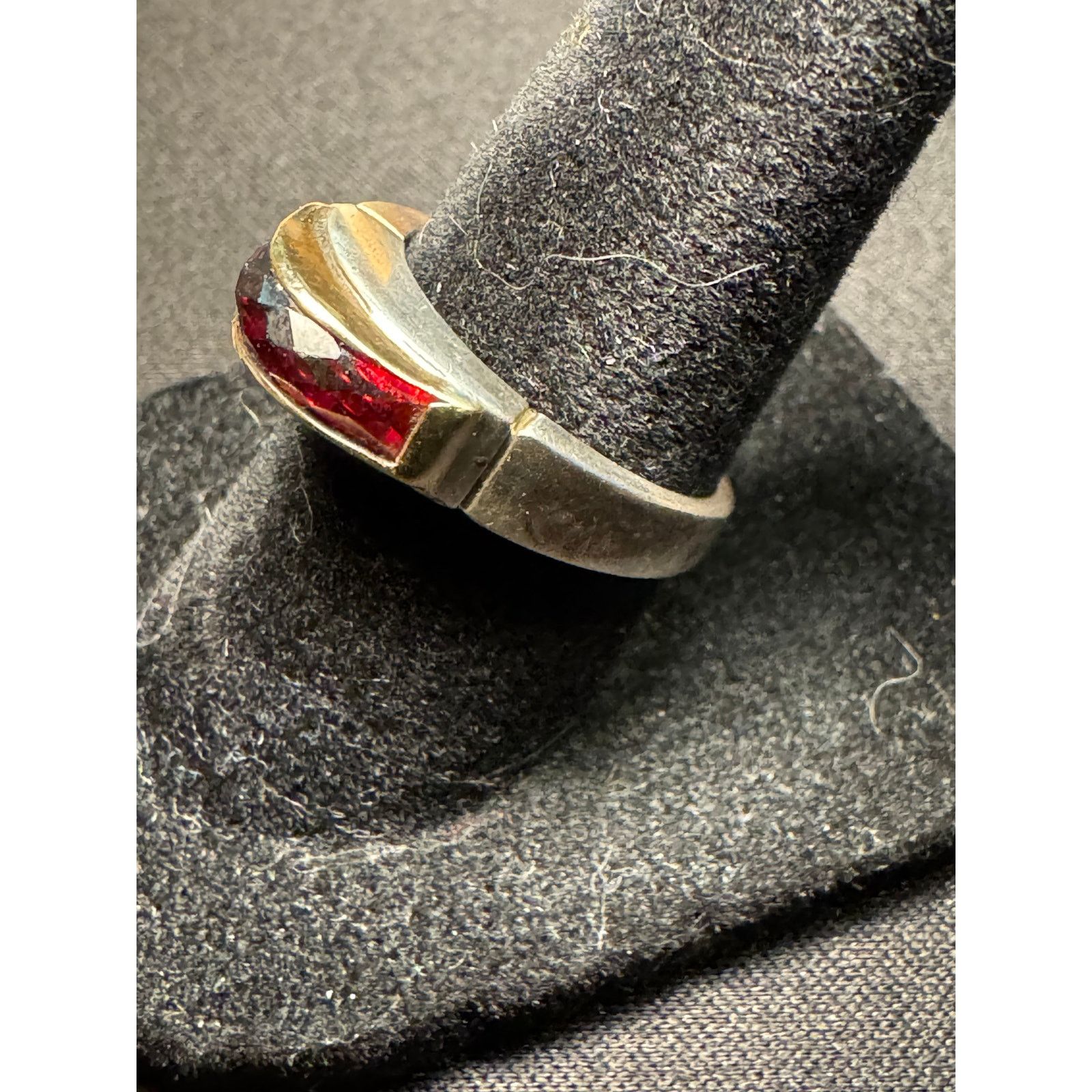 Other 925 Sterling Dome Garnet Stone Gold Setting Vintage Size 6.5 Size ONE SIZE - 3 Thumbnail
