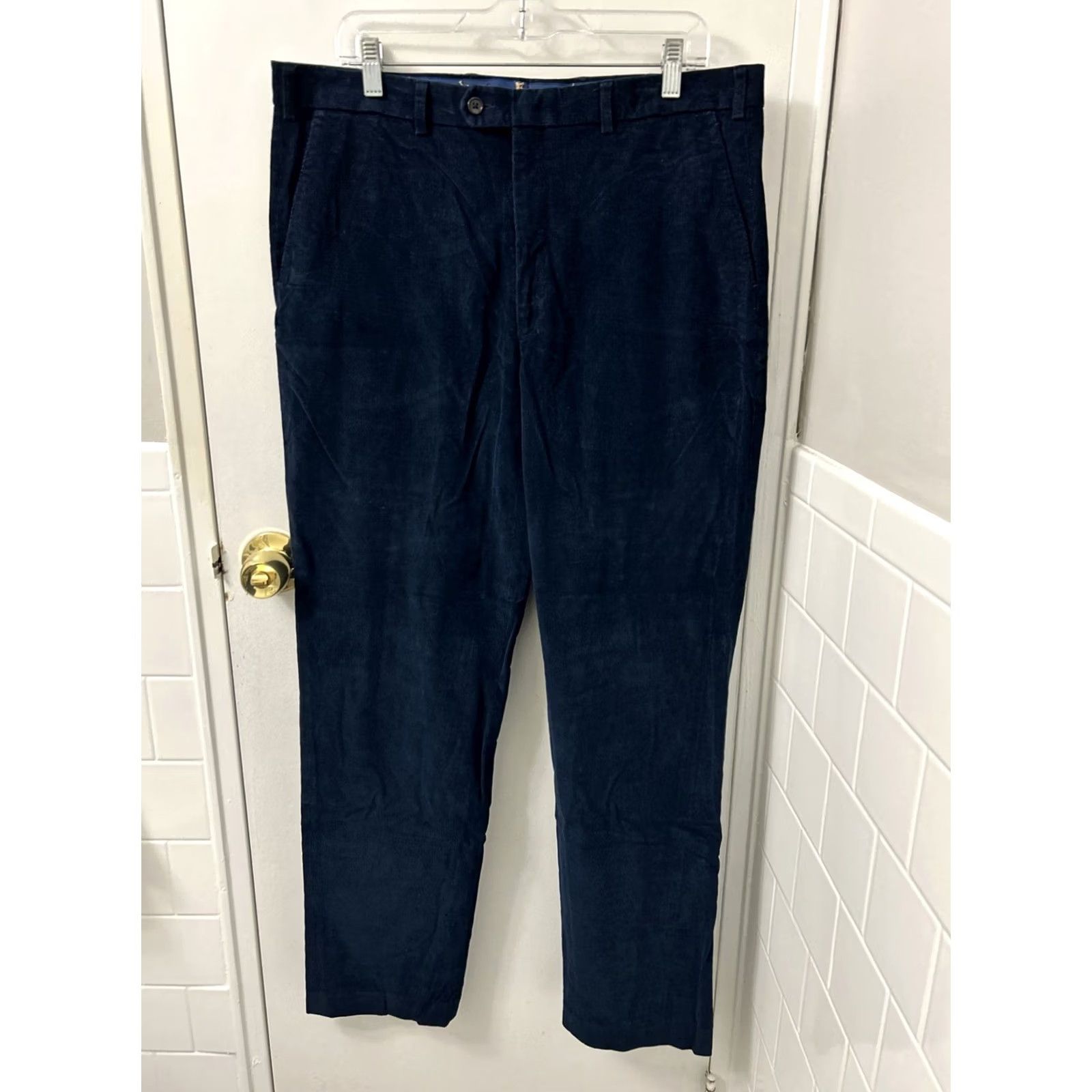 Ralph Lauren VINTAGE Lauren Ralph Lauren Corduroy Pants Mens 36x34 Blue Straight Leg Casual Dress Pants Men 90s Preppy USA Mens Size US 36 / EU 52 - 2 Thumbnail