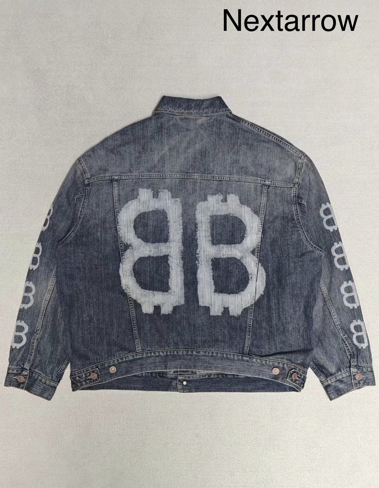 Balenciaga Fall23 Bitcoin Wash Used Damaged Denim Jacket
