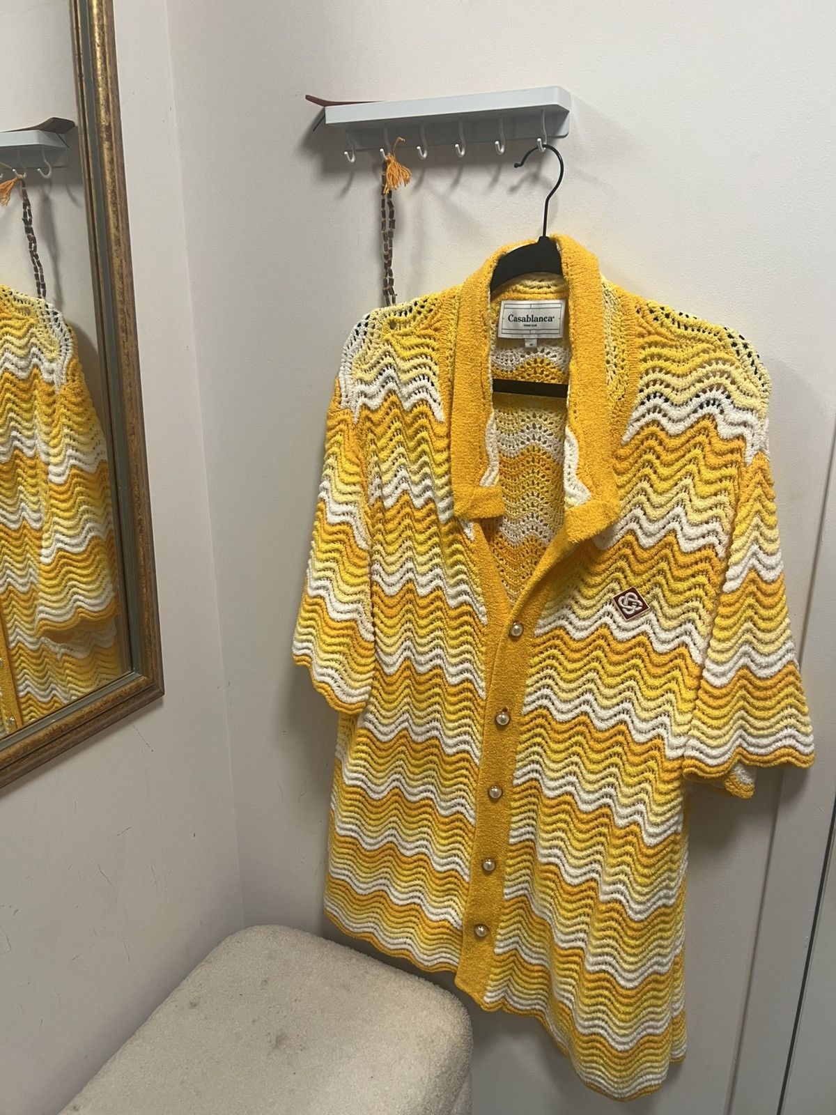 Casablanca Casablanca -Wavy Gradient Short Sleeve Crochet Shirt Size US M / EU 48-50 / 2 - 1 Thumbnail
