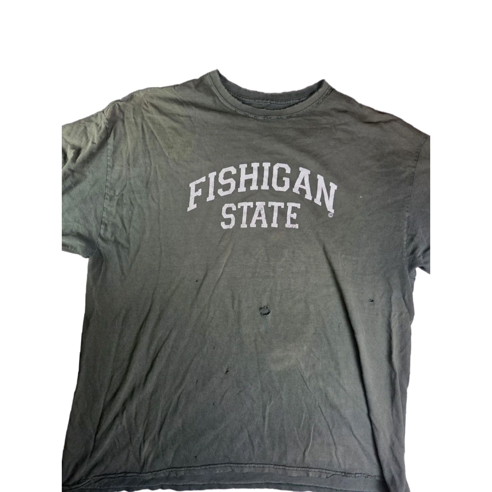 Vintage VINTAGE Michigan State T Shirt Fishigan Size XL Green Dad Men T-Shirt Thrashed Ugly Big Fishing Size US XL / EU 56 / 4 - 1 Thumbnail