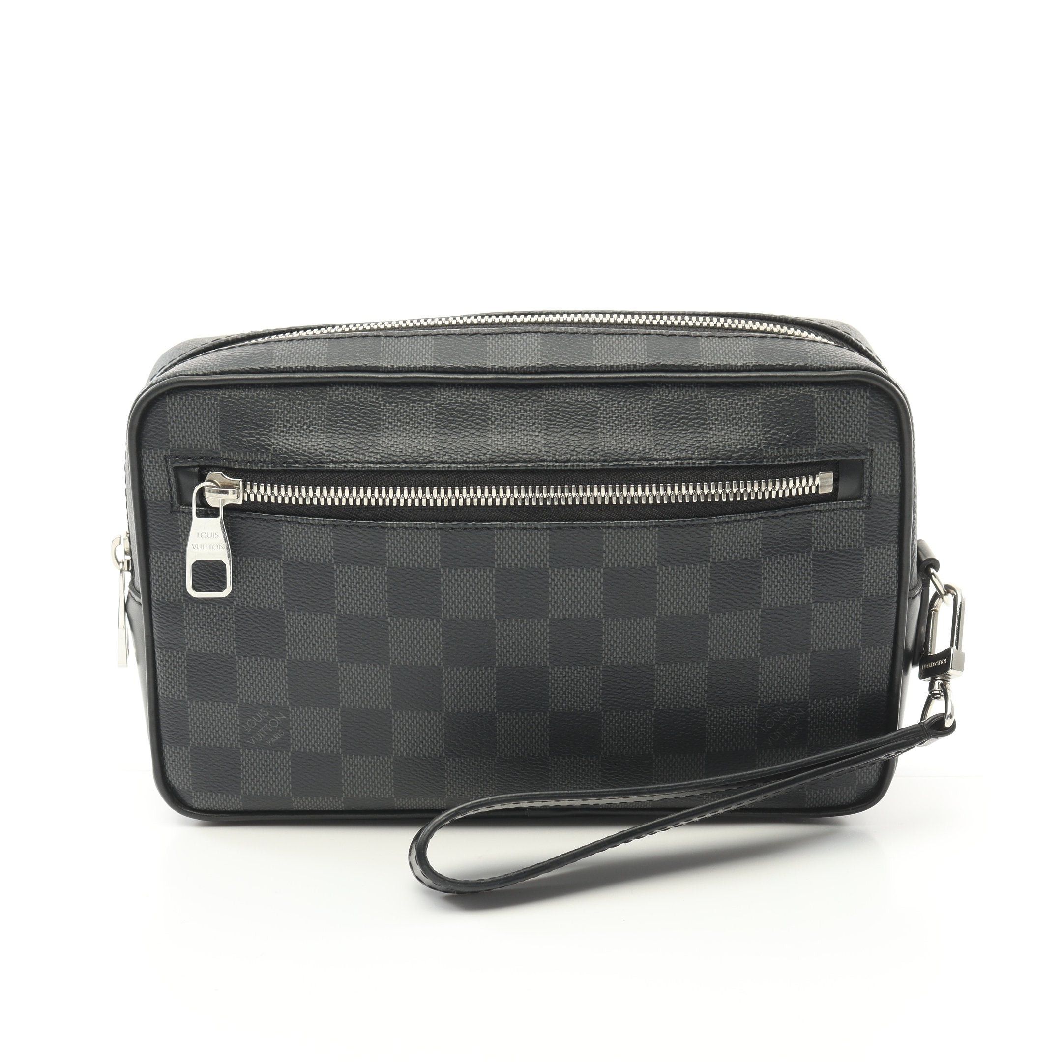 Louis Vuitton Louis Vuitton Pochette Kasai Damier Graphite Clutch Bag Leather Black Size ONE SIZE - 1 Thumbnail