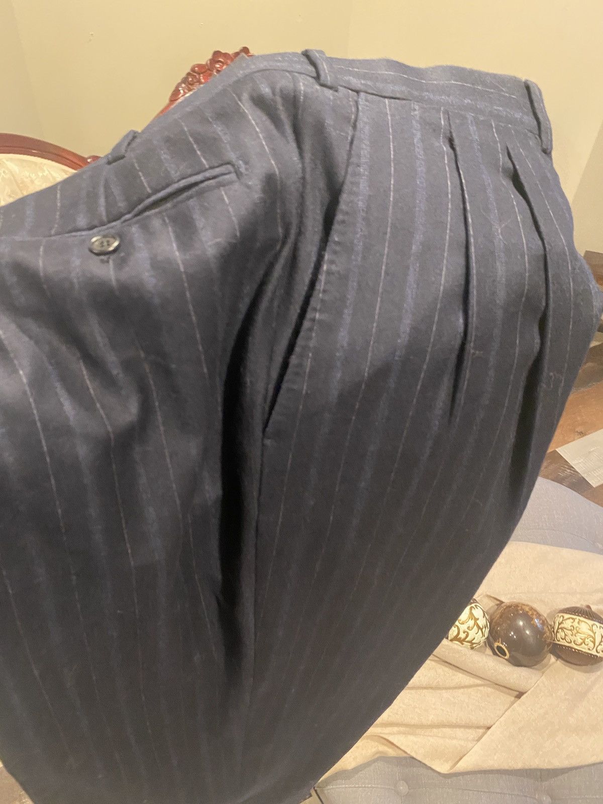 Ermenegildo Zegna Ermenegildo Zegna Navy Pinstripe Suit – Size 44L / 38W Size 44L - 4 Thumbnail