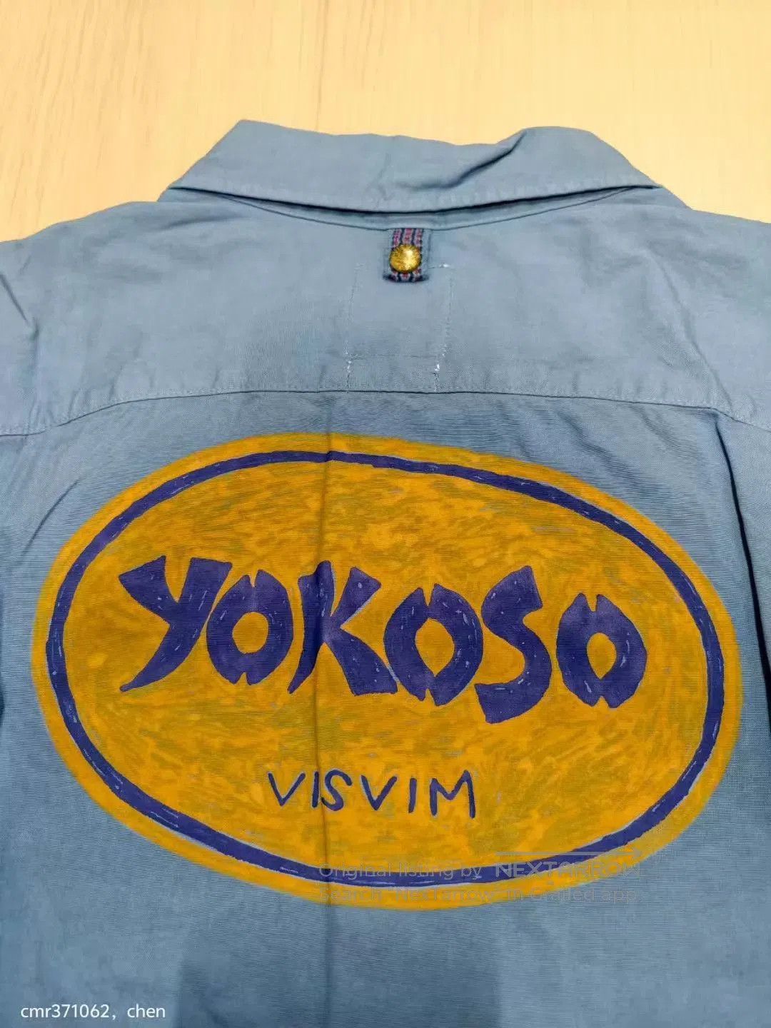 Visvim Blue Short Sleeve Shirt with 'Yokoso' Back Print. Size US M / EU 48-50 / 2 - 6 Thumbnail