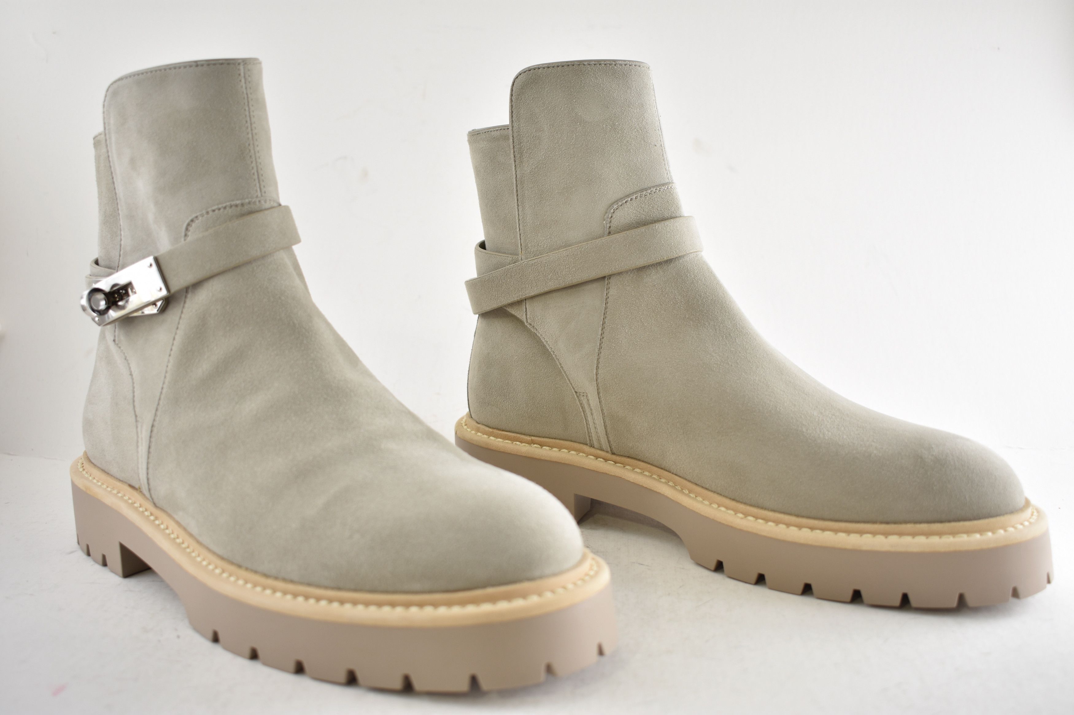 Hermes Hermes Jeff Ankle Boot Galet Suede Kelly Lock Buckle 40 Size US 10 / IT 40 - 4 Thumbnail