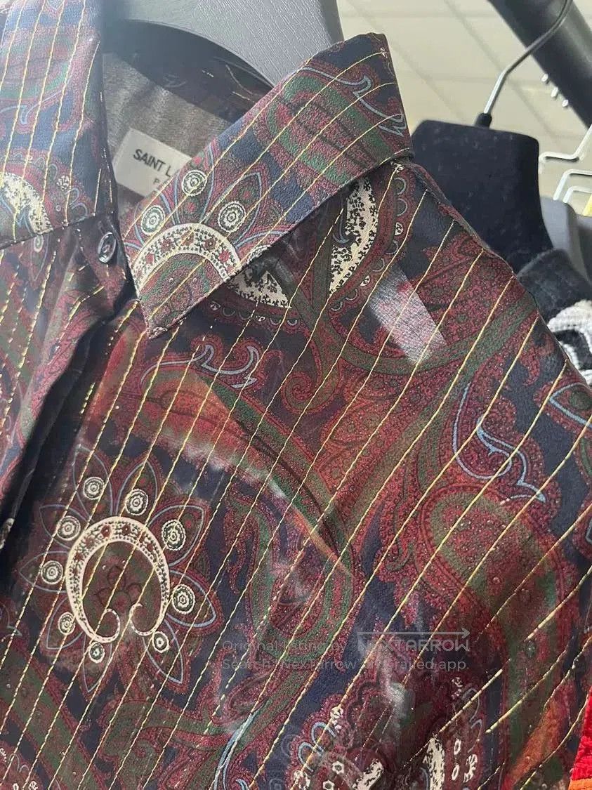 Saint Laurent Paris Saint Laurent Gold Thread Silk Shirt. Size S / US 4 / IT 40 - 2 Thumbnail