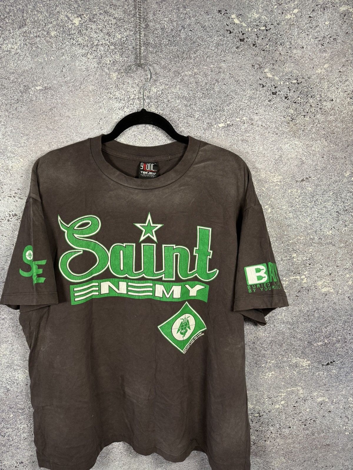 Giant × Vintage Saint Mxxxxxx Saint Enemy Tee Black Green Men's Large Size US L / EU 52-54 / 3 - 2 Thumbnail