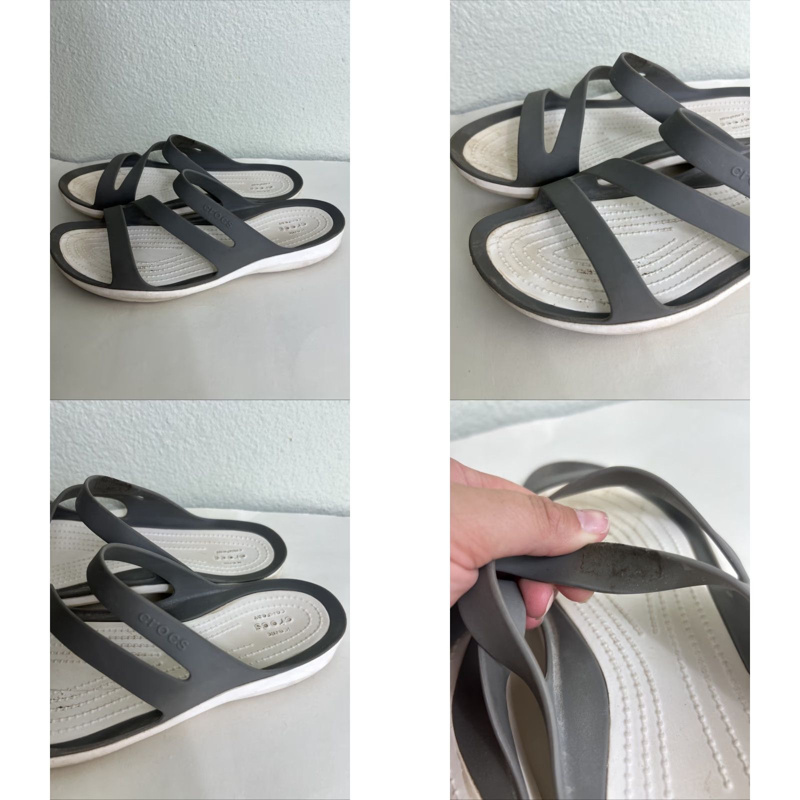 Crocs Crocs Sandals Womens 10 Swiftwater Iconic Comfort Slip On Gray White Beach Casual Outdoor Beach Womens Size US 10 / IT 40 - 8 Thumbnail