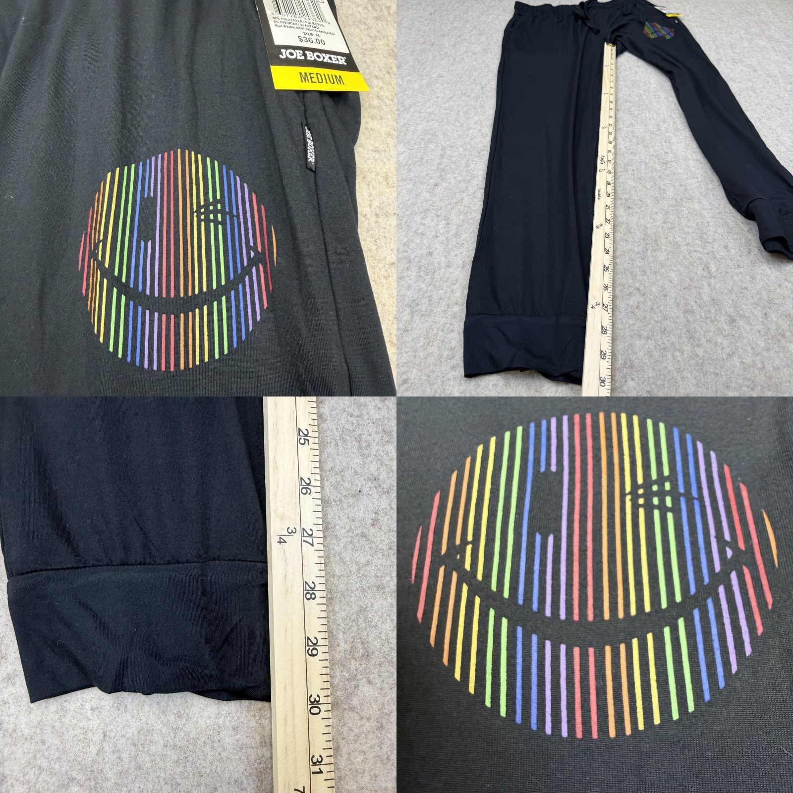 Joe Boxer Joe Boxer Lounge Pants Mens Medium Gray Smiley Face Emoji Jogger Sleepwear Size US 31 - 8 Thumbnail