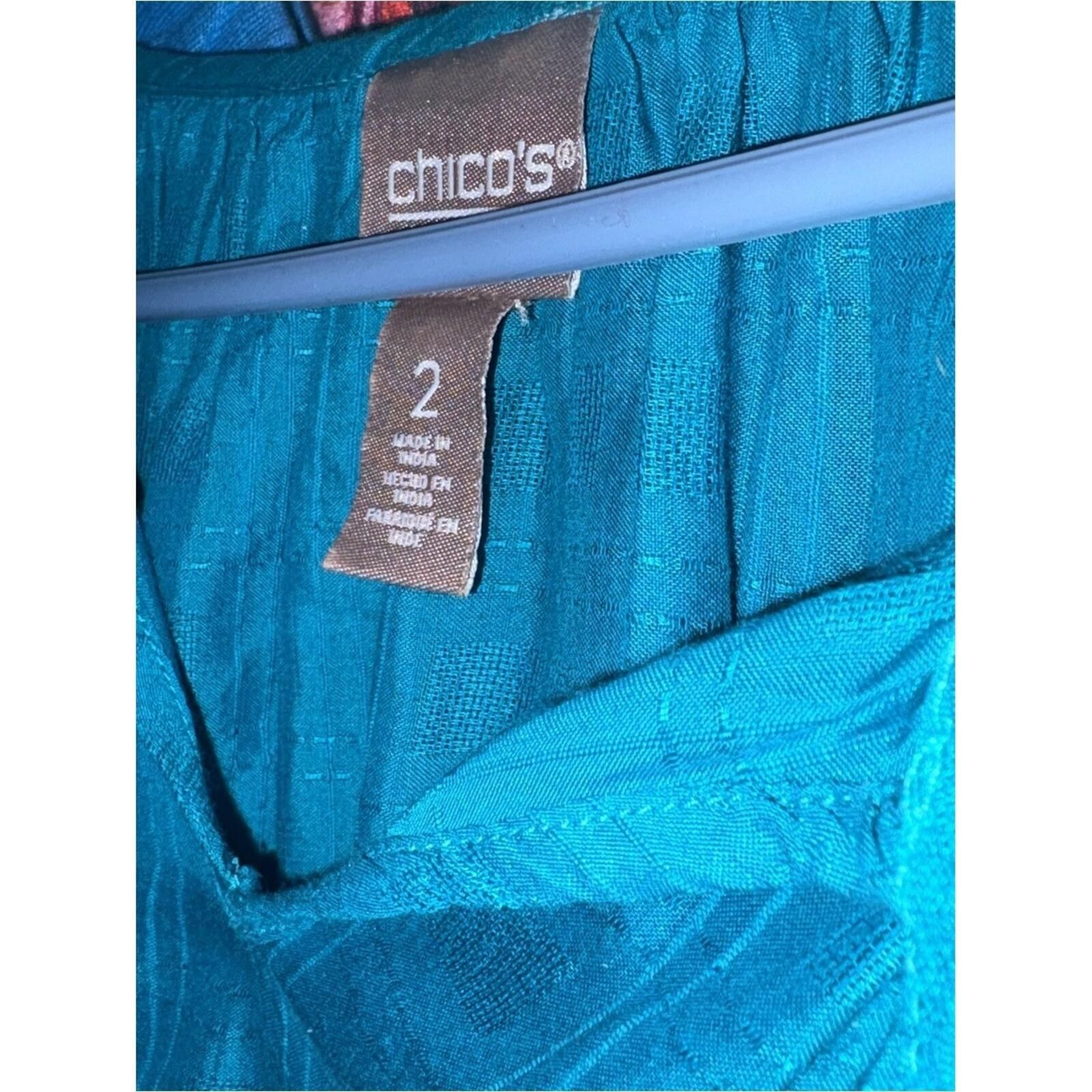 Chicos Chico's Teal Peasant Tunic Size M / US 6-8 / IT 42-44 - 3 Thumbnail
