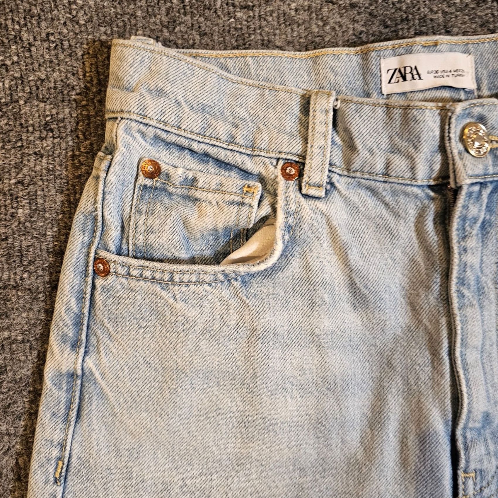 Zara Zara Jeans Womens 4 Blue Straight Leg Raw Hem High Waist Denim Casual Capsule Size 27" / US 4 / IT 40 - 3 Thumbnail