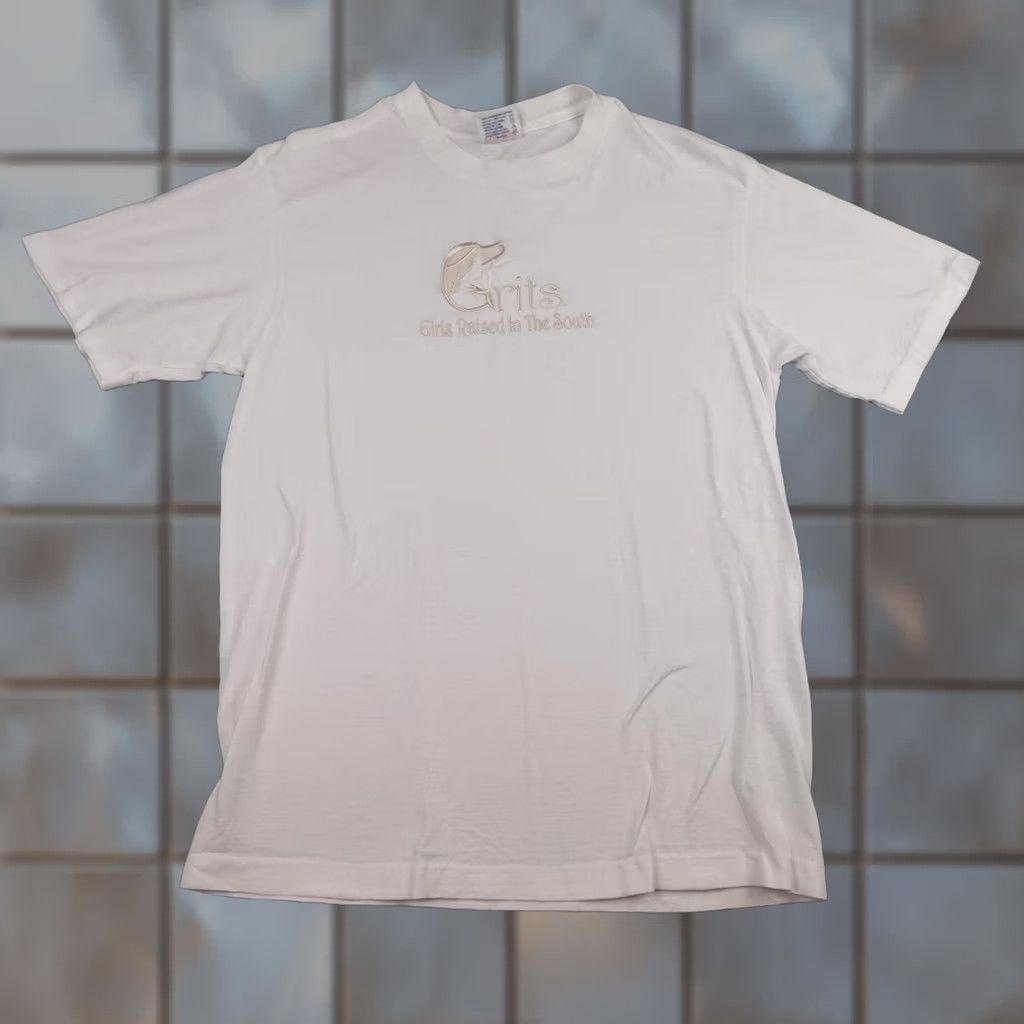 Vintage VINTAGE Grits Shirt Womens Medium White Girls Raised In The South Embroidered Tee USA Size M / US 6-8 / IT 42-44 - 1 Thumbnail