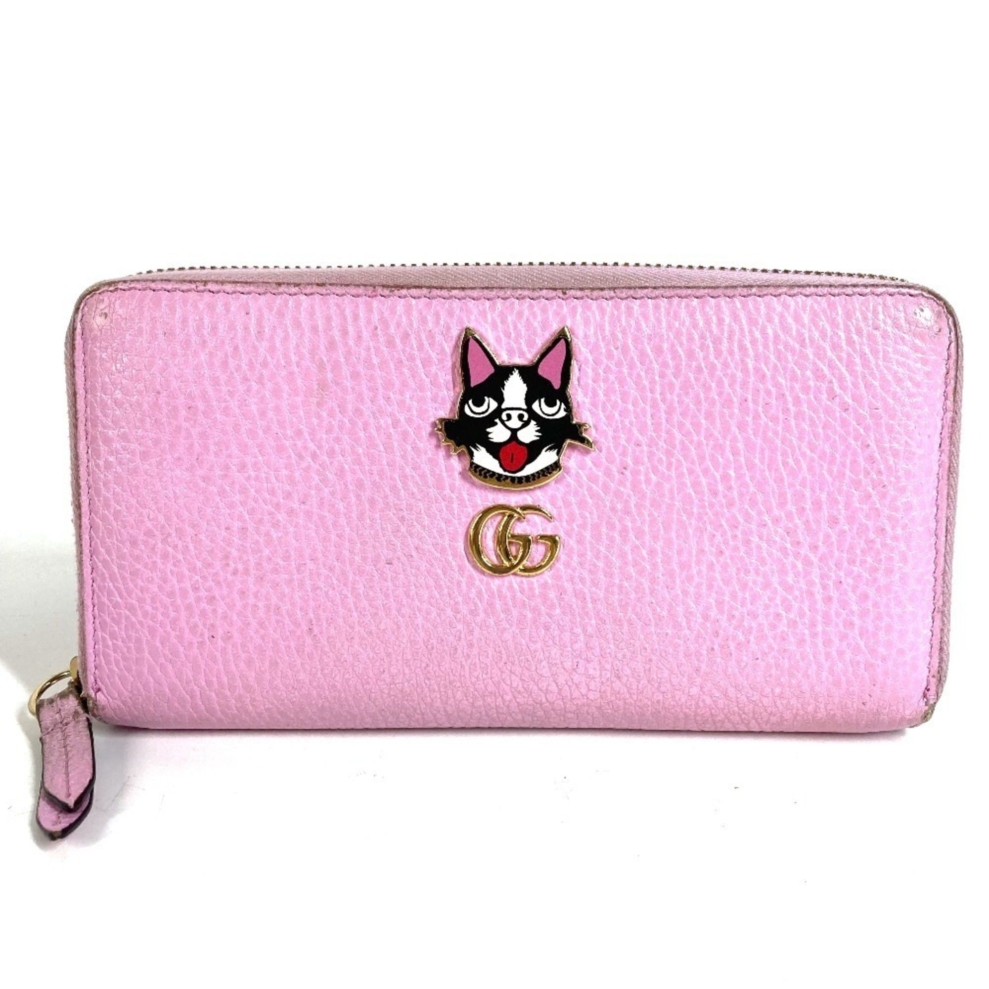 Gucci GUCCI 499337 BOSCO Long Wallet, Round Zipper, Leather, Men's/Women's, Pink Size ONE SIZE - 1 Thumbnail