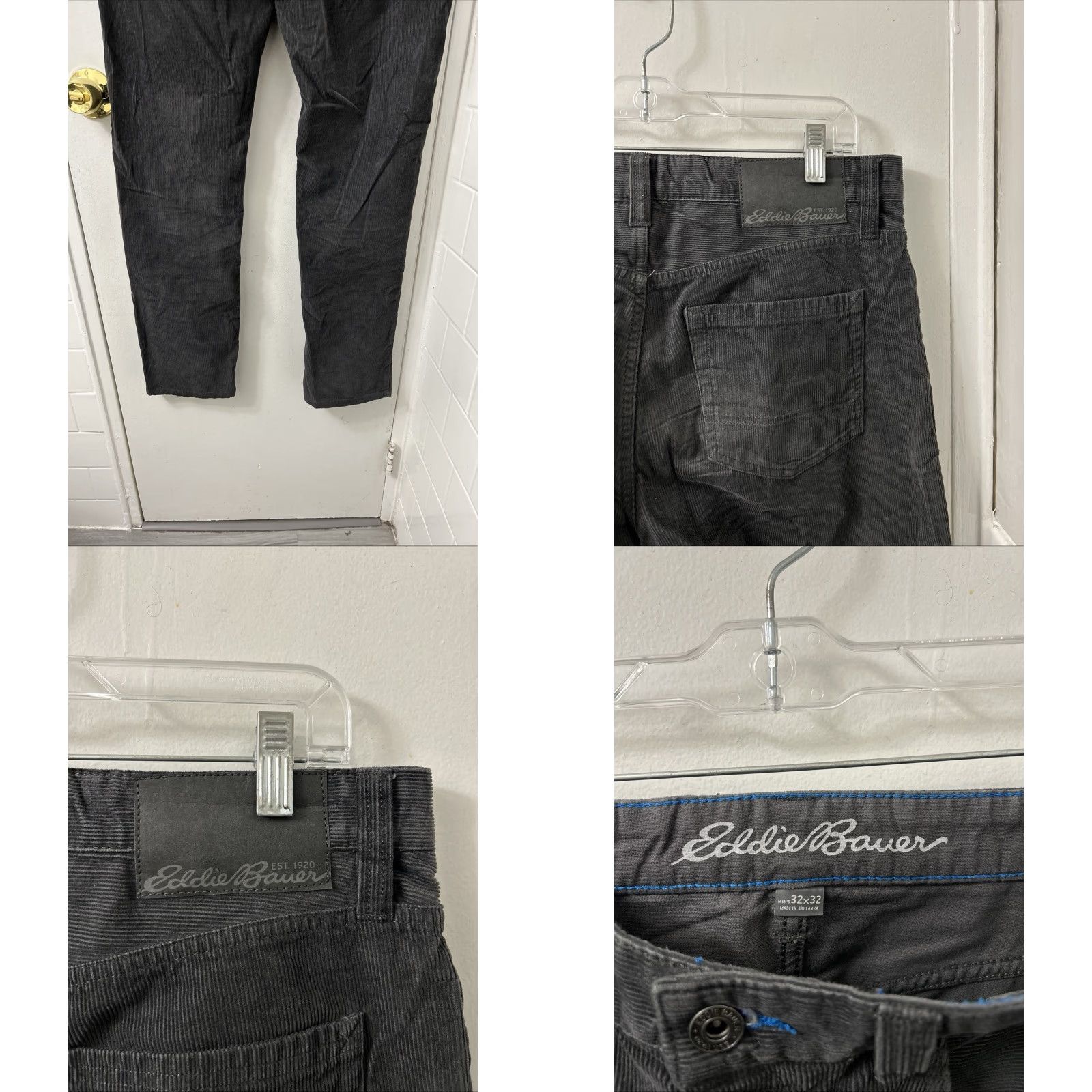 Eddie Bauer Eddie Bauer Corduroy Pants Mens 32x32 Straight Fit Khakis Gray Solid 5-Pocket Classic Casual Trousers Size US 32 / EU 48 - 8 Thumbnail