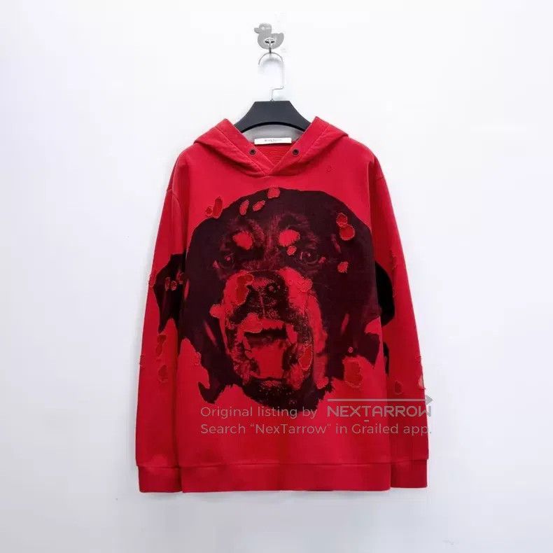 Givenchy Givenchy Red Rottweiler big dog head distressed hoodie Size US L / EU 52-54 / 3 - 1 Thumbnail