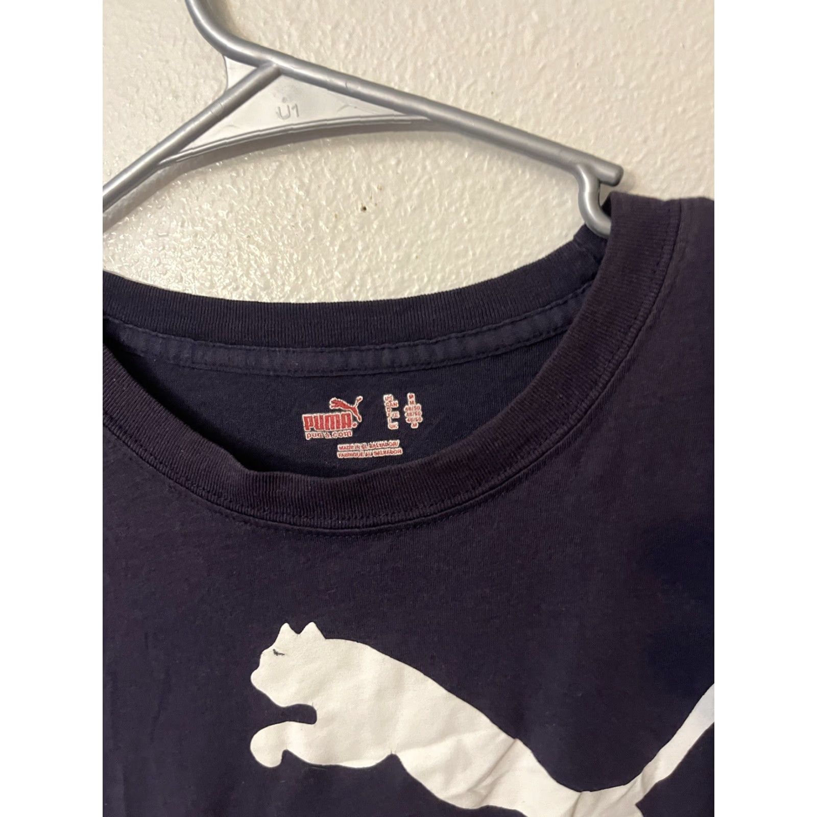 Puma Puma Men T-Shirt Medium Blue Logo Graphic Crew Neck Short Sleeve Regular Fit, Puma logo, Animal Print, Logo, Cotton Blend, Men, T-Shirt, 90s? Size US M / EU 48-50 / 2 - 2 Thumbnail