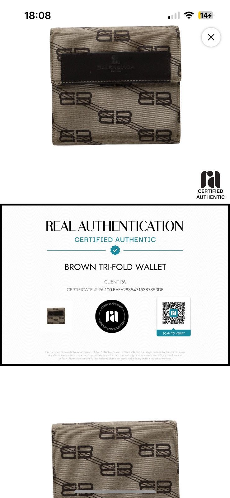 Balenciaga Balenciaga Brown Tri-fold Canvas Small Wallet Black Size ONE SIZE - 2 Thumbnail