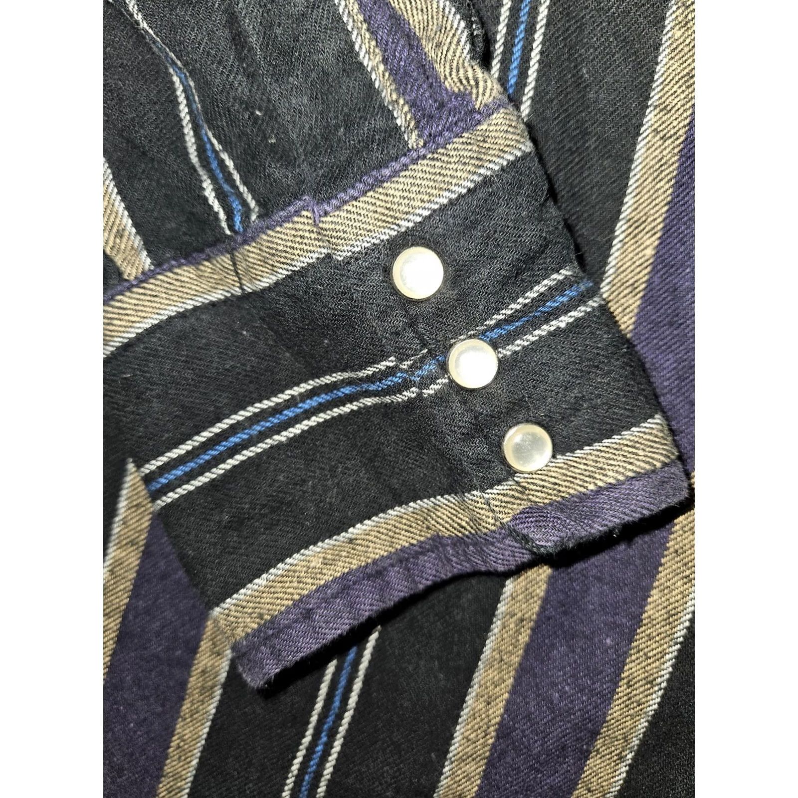 Wrangler VINTAGE Wrangler Shirt Mens XL Black Purple Striped Western Pearl Snap Shirt Size US XXL / EU 58 / 5 - 5 Thumbnail