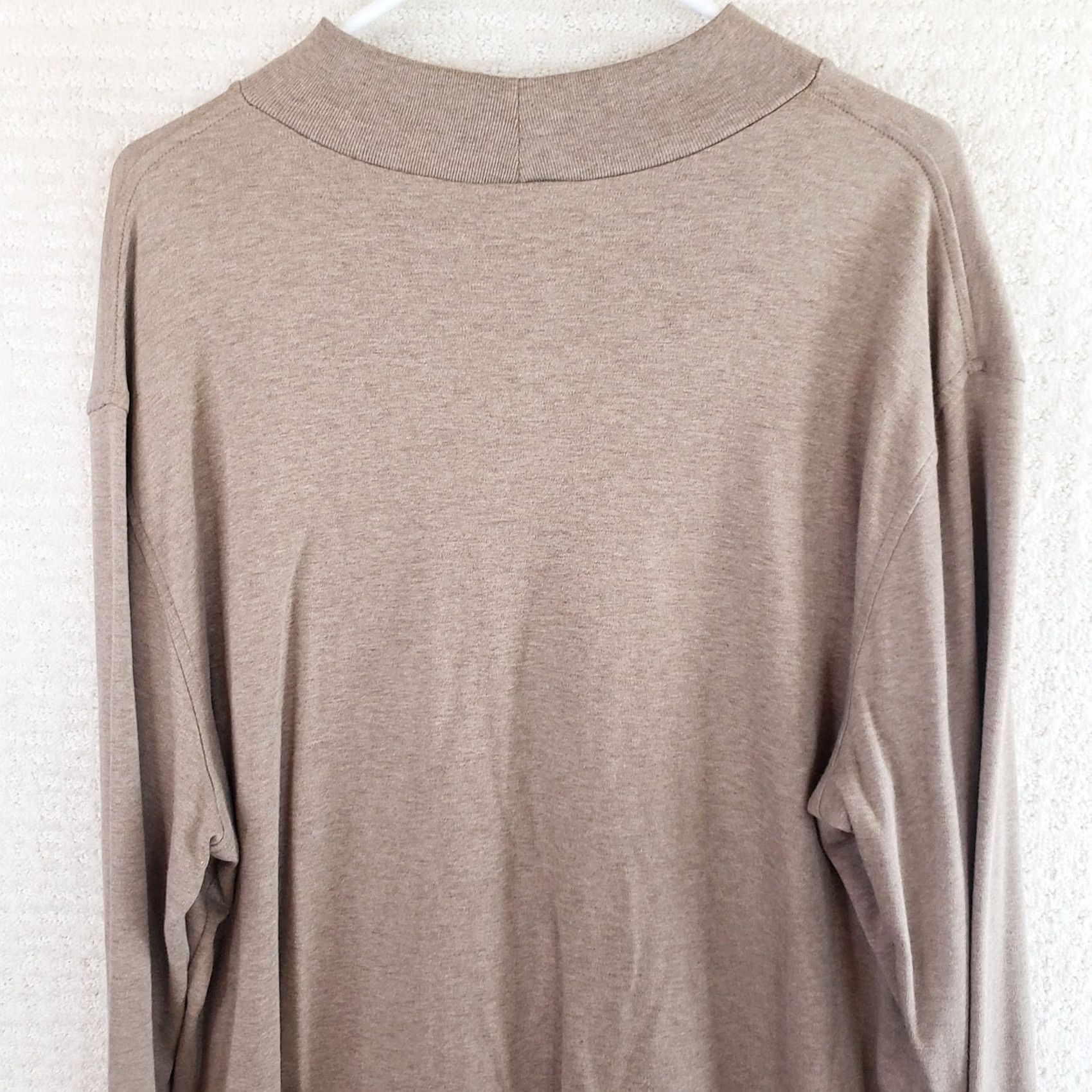 Lands' End Lands' End Men's XXL Light Brown Pullover Mock Neck Cotton Sweater Knit Long Sleeve Fas... Size US XXL / EU 58 / 5 - 7 Thumbnail