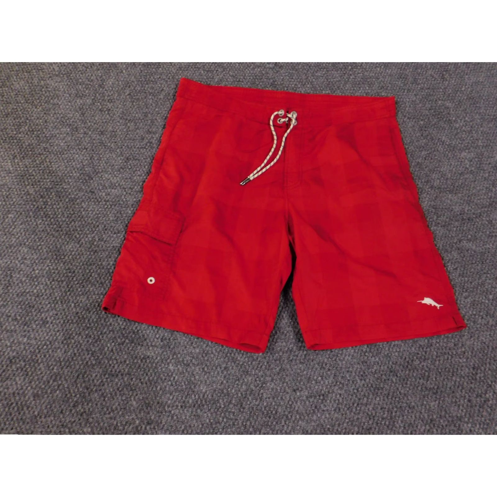 Tommy Bahama Tommy Bahama Bottoms Mens Large Red Relax Trunks Lined Swim Cargo Beach Pattern Solid Vintage: No Size US 33 - 2 Thumbnail