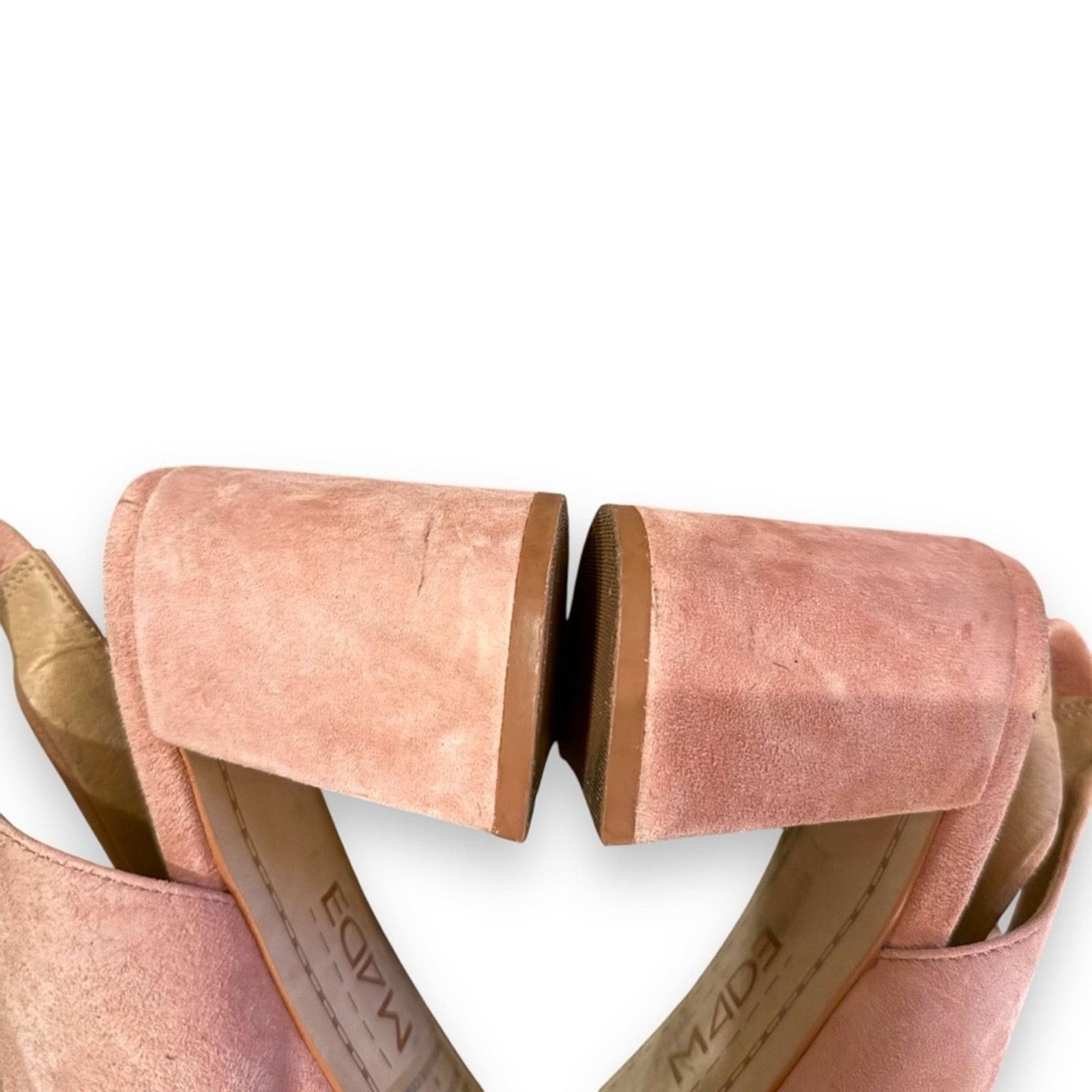 Anthropologie Anthropologie M4d3 Safi Suede Block Peep Toe Slingback Heels Size US 9 / IT 39 - 10 Thumbnail