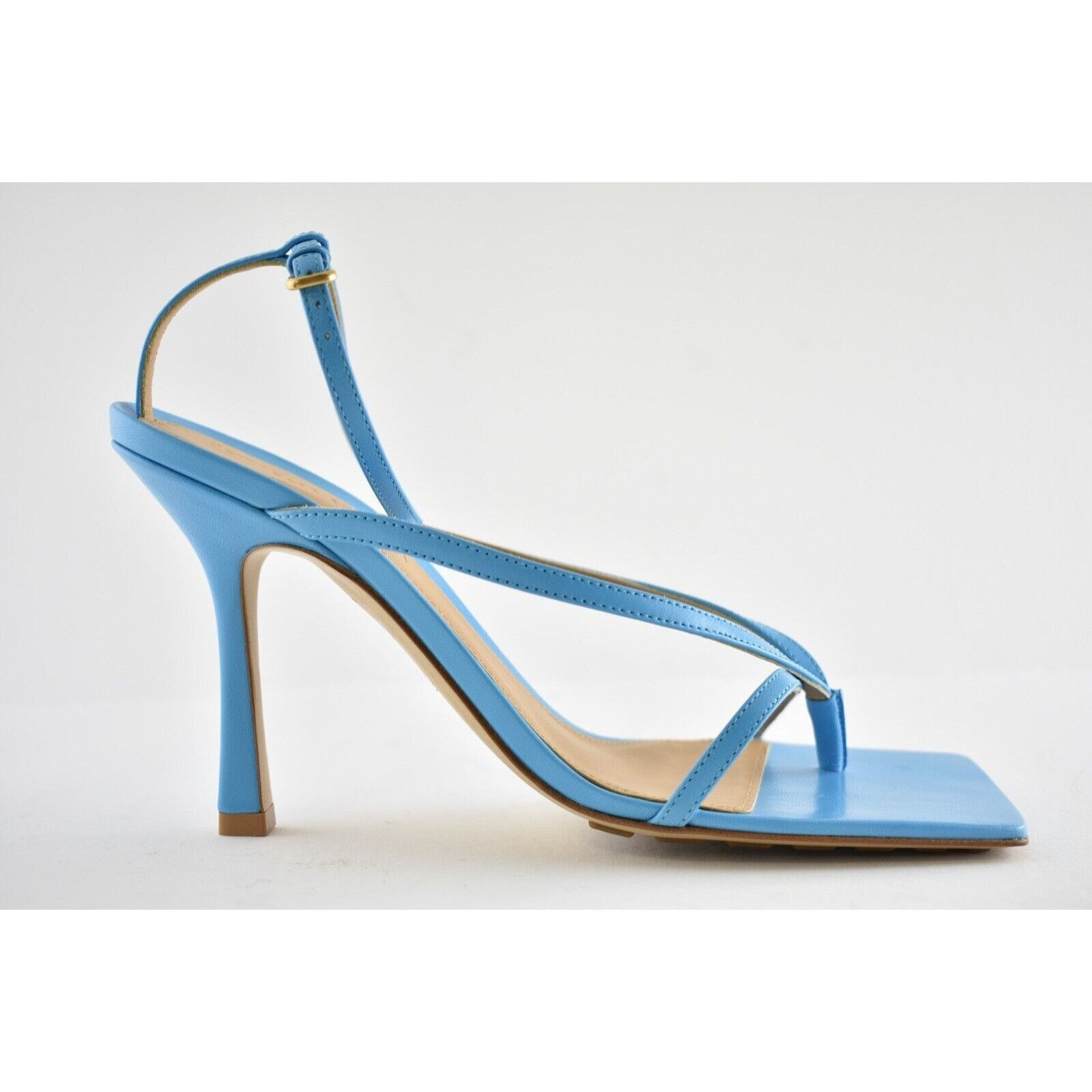 Bottega Veneta Stretch Square Toe Blue Ankle Strap Sandal Heel Pump 36.5 Size US 6.5 / IT 36.5 - 3 Thumbnail