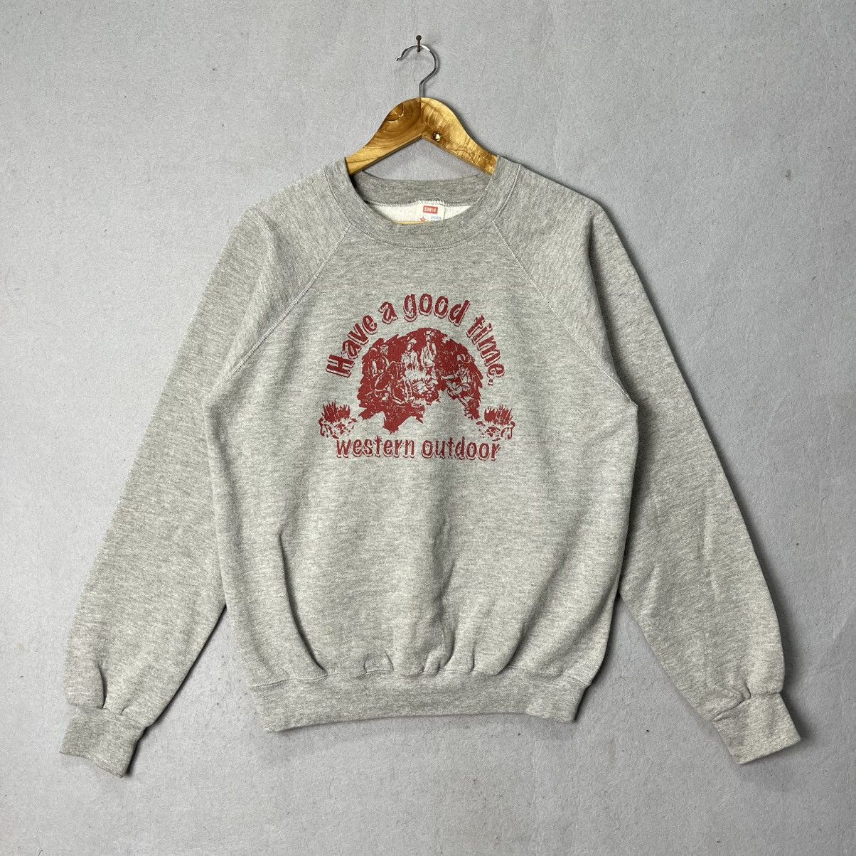 Edwin Vintage 80s Edwin Western Outdoor Crewneck Sweatshirt Gray Size US L / EU 52-54 / 3 - 1 Thumbnail