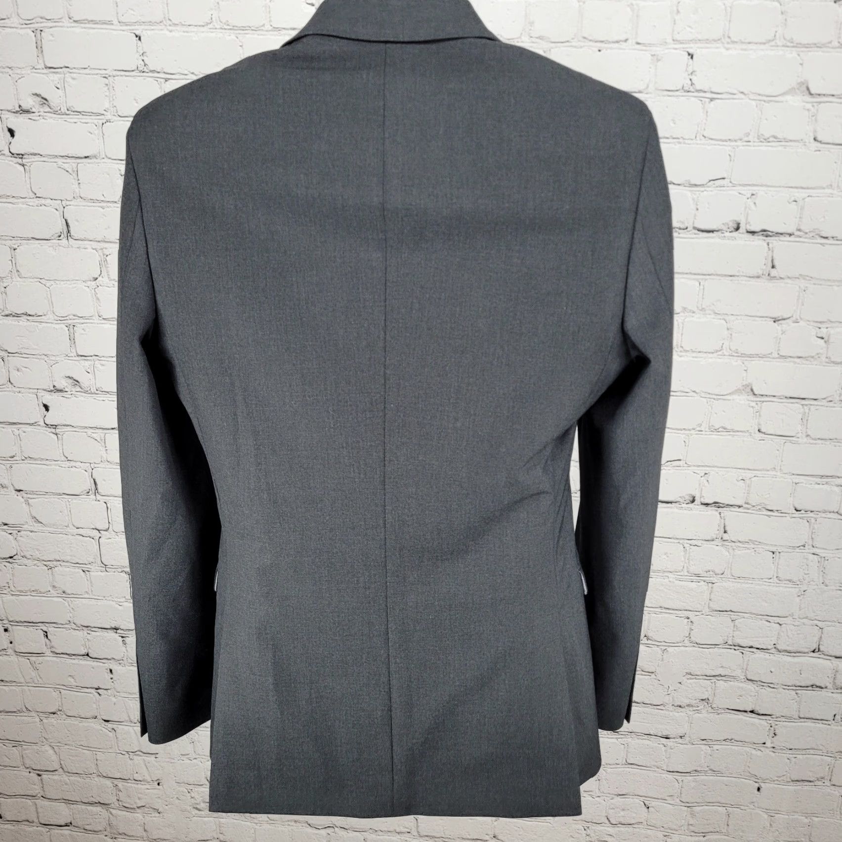 Egara Egara Grey Skinny Fit Stretch 2 Button Double Vented Notch Blazer 36R Size 36R - 2 Thumbnail