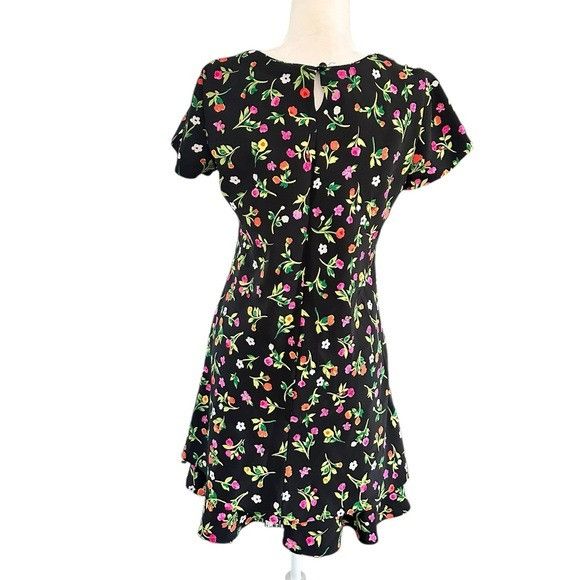 Vintage Vintage Chelsea Collection Black Floral Tiered Dress Size XS / US 0-2 / IT 36-38 - 4 Thumbnail