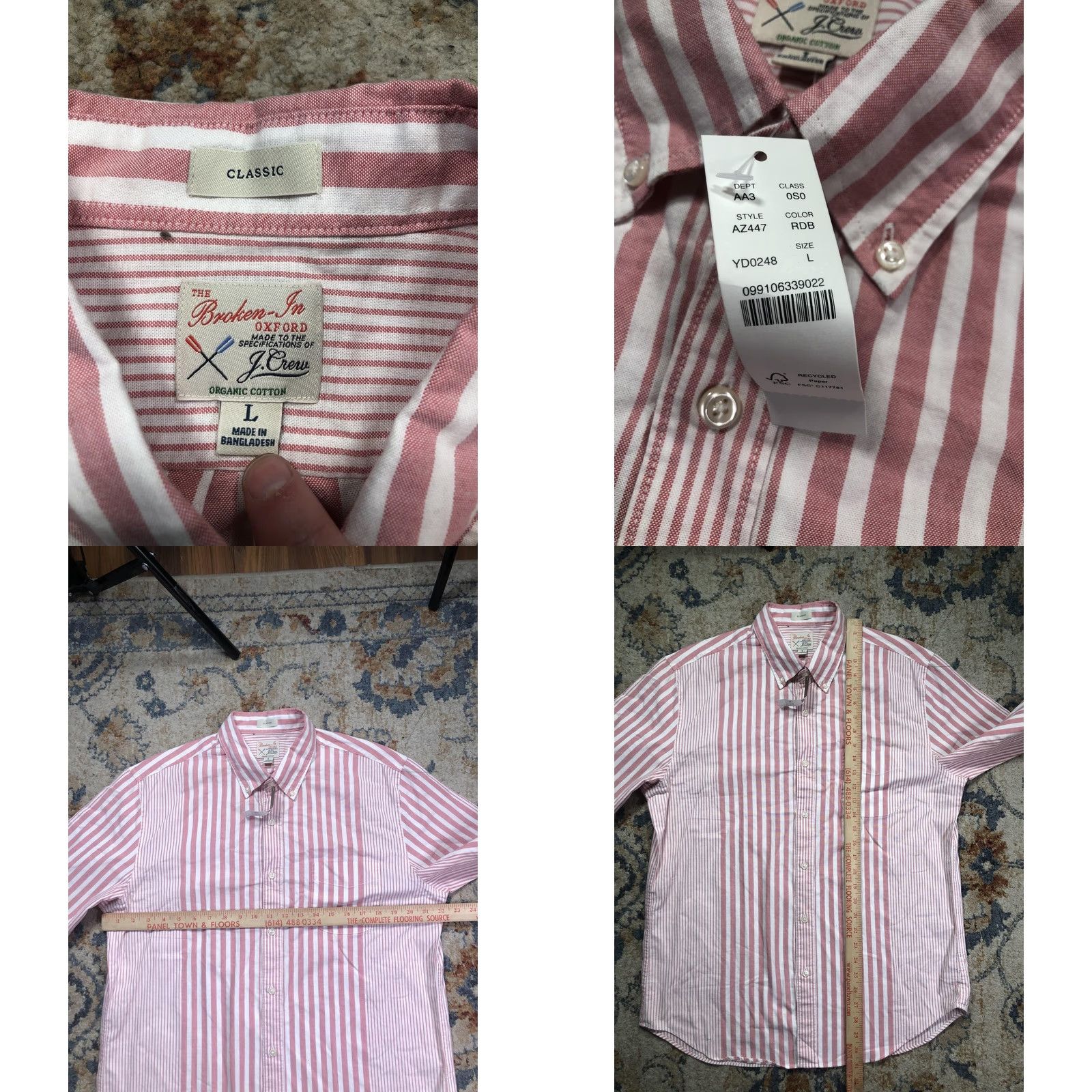 J.Crew J.Crew Mens Large Red Stripe Broken-In Oxford Shirt Long Sleeve Button-Down Button-Up Size US L / EU 52-54 / 3 - 8 Thumbnail
