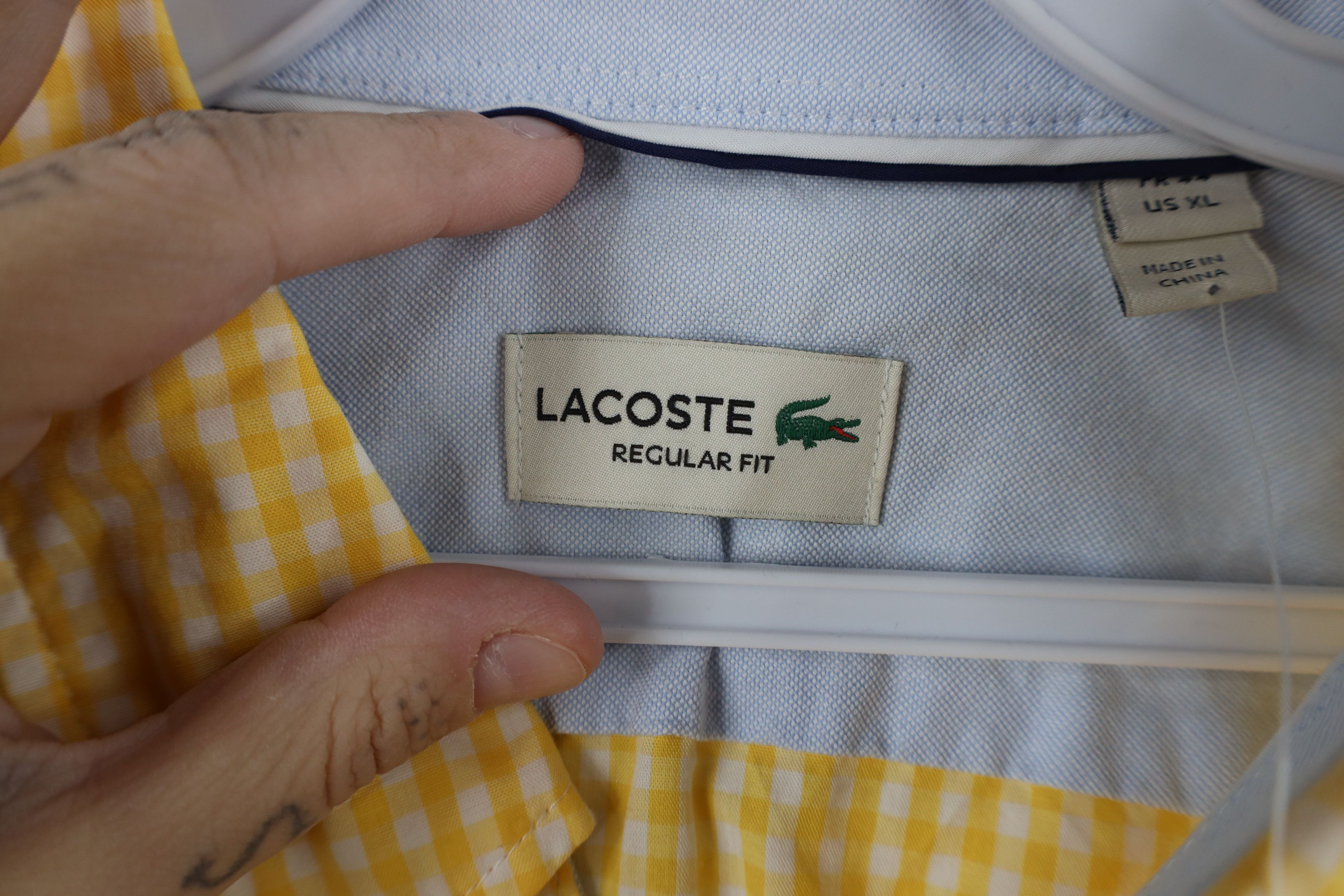 Lacoste New Lacoste Fit Croc Logo Collared Button Down Shirt Plaid Size US XL / EU 56 / 4 - 7 Thumbnail