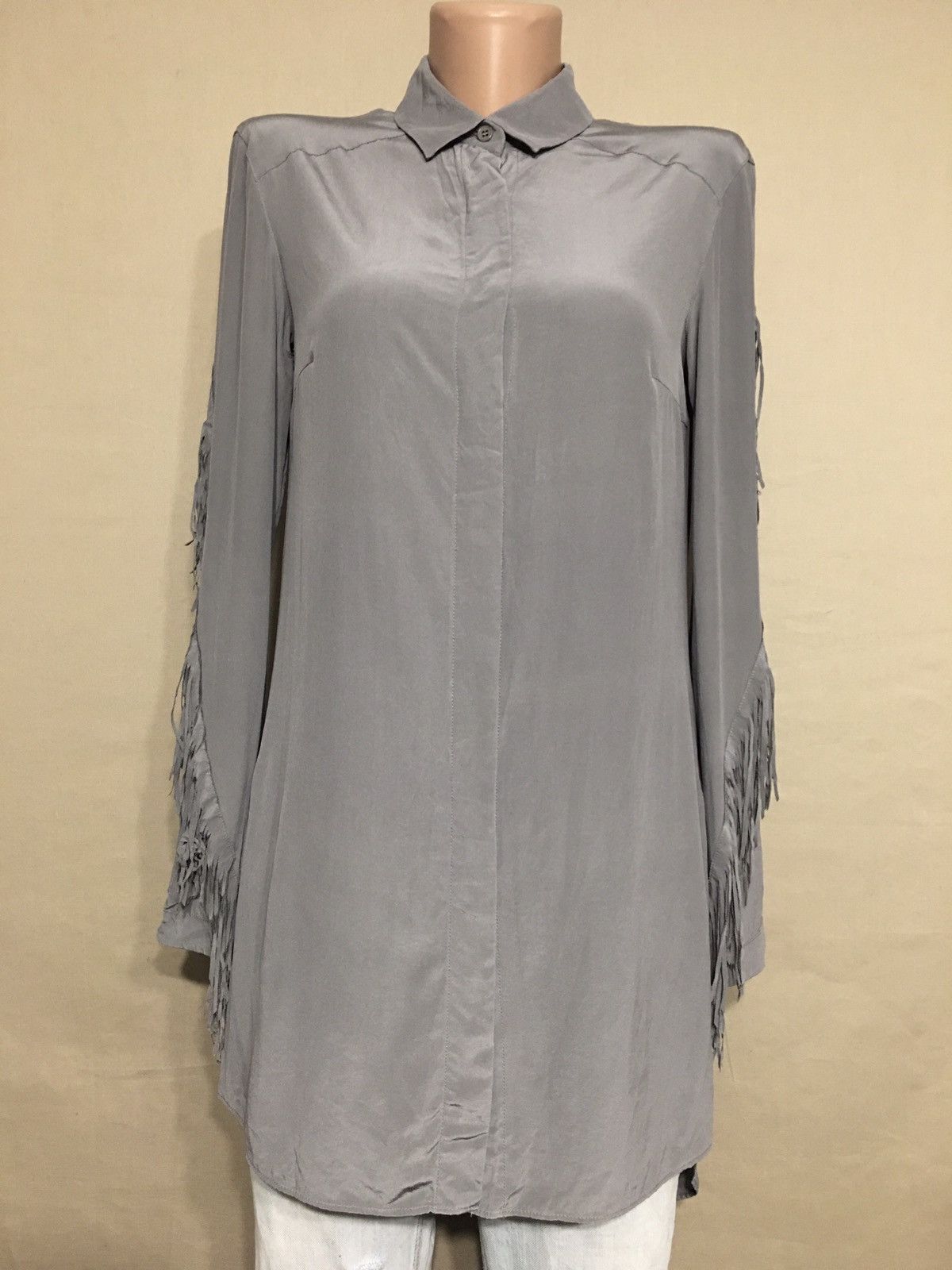 Akris AKRIS Silk Tunic Blouse Fringes Sleeves EU34 US4 Size S / US 4 / IT 40 - 2 Thumbnail