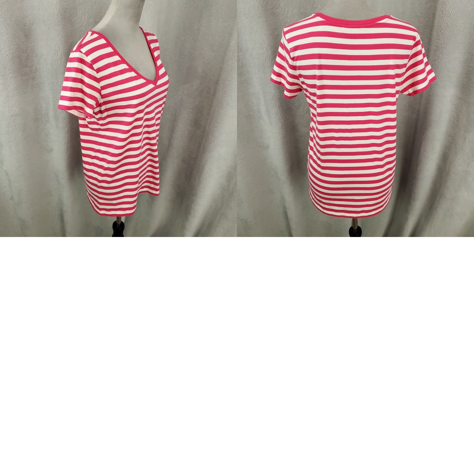 Ralph Lauren Ralph Lauren Women's Large Multicolor Striped V-Neck Short Sleeve Blouse Size L / US 10 / IT 46 - 8 Thumbnail