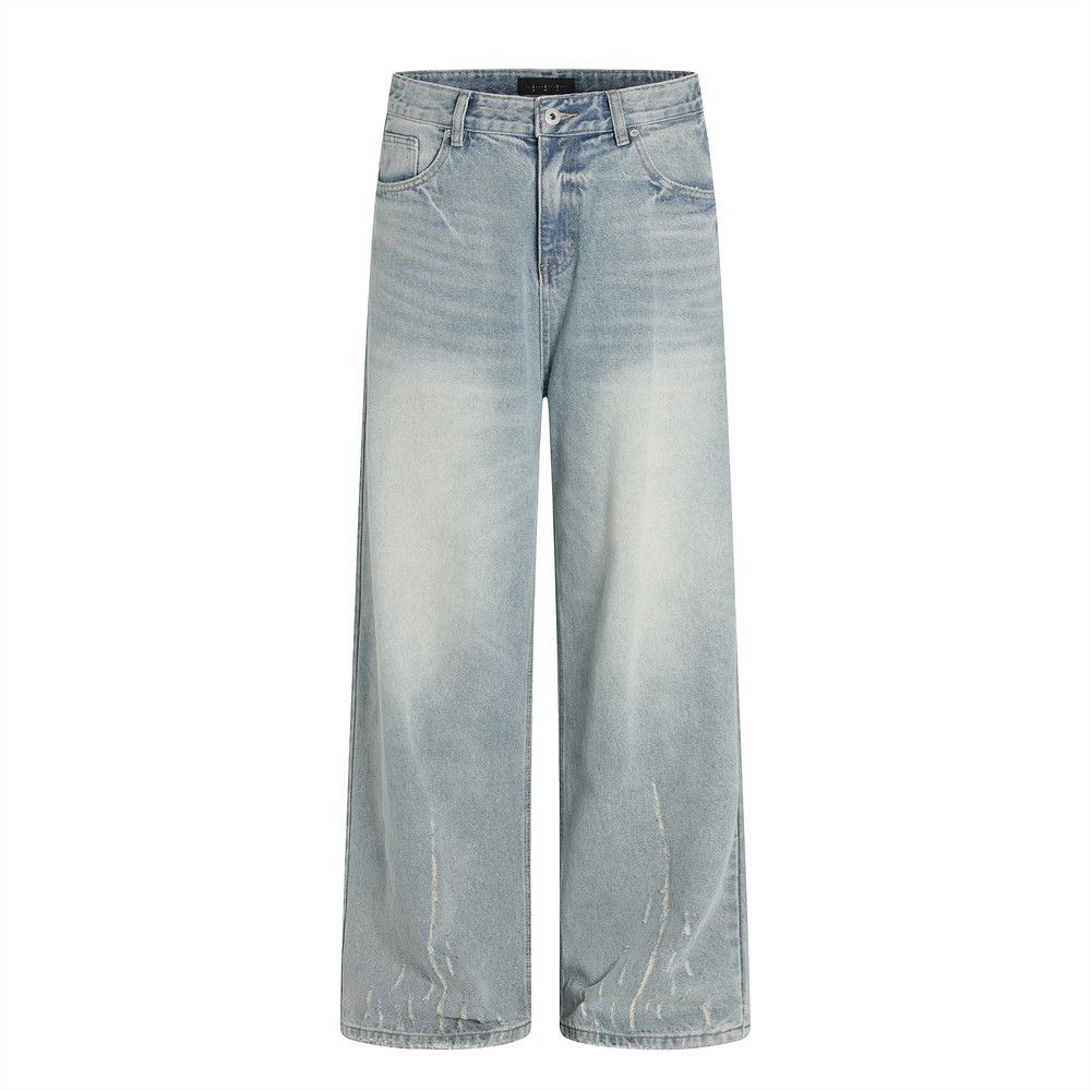 Japanese Brand × Vintage Distressed washed men's retro streetwear loose jeans Size US 32 / EU 48 - 1 Thumbnail